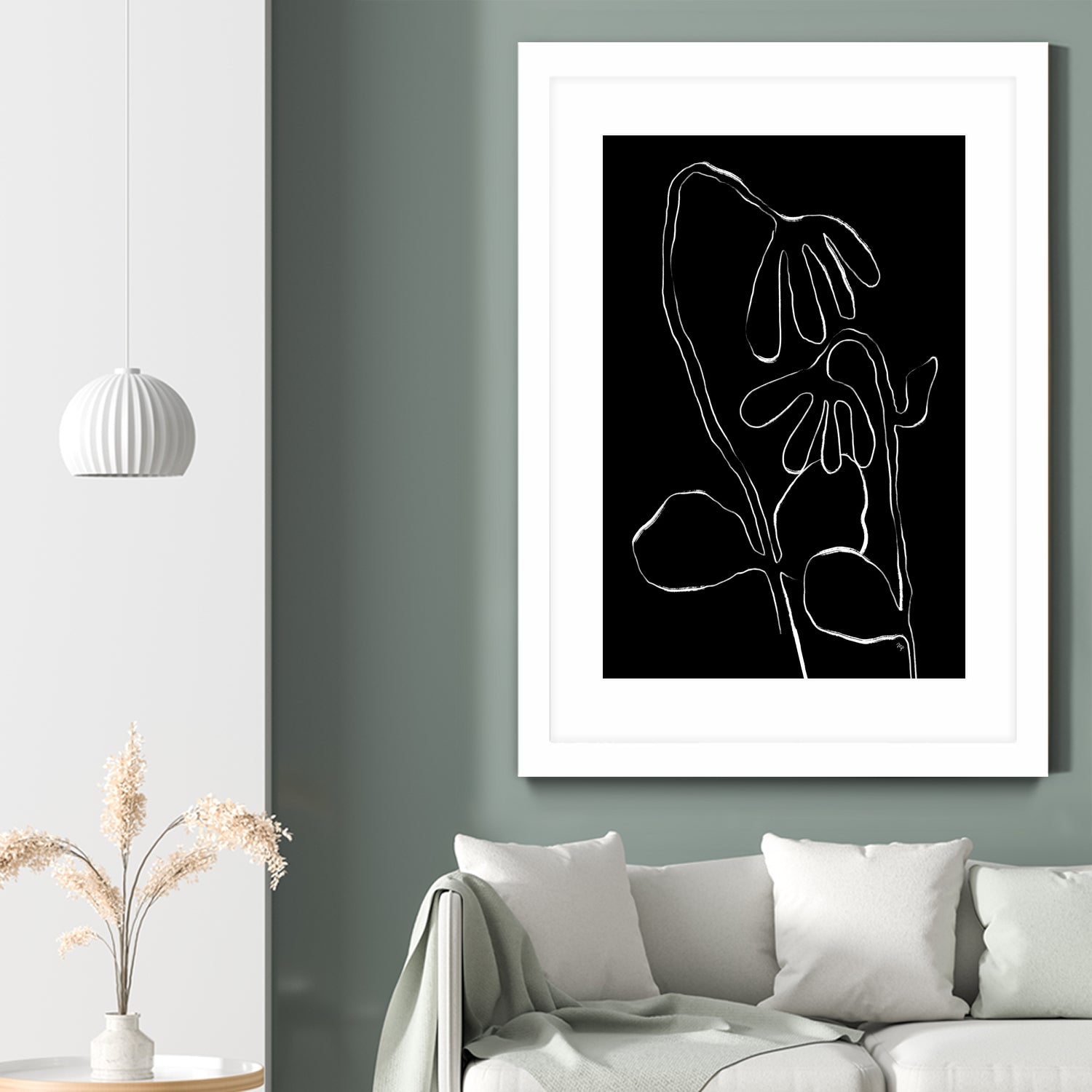 Flower and Leaves Sketch by Martina on GIANT ART - flowers and plants monochrome art