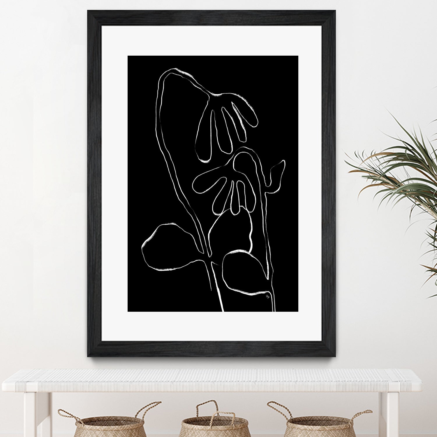 Flower and Leaves Sketch by Martina on GIANT ART - flowers and plants monochrome art