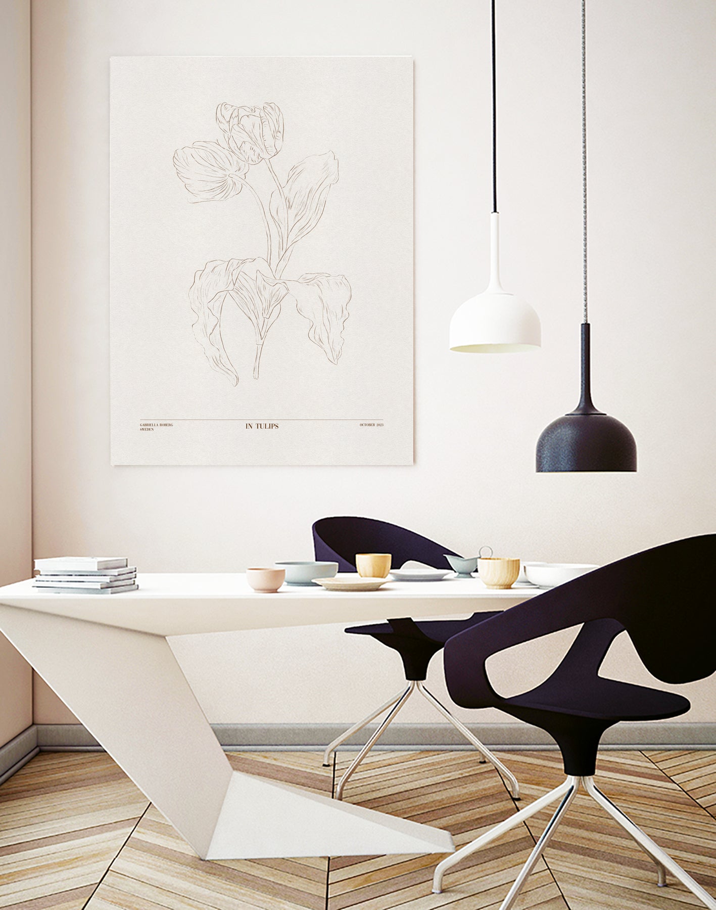 In Tulips (brown) by Gabriella Roberg on GIANT ART - line art gabriella roberg