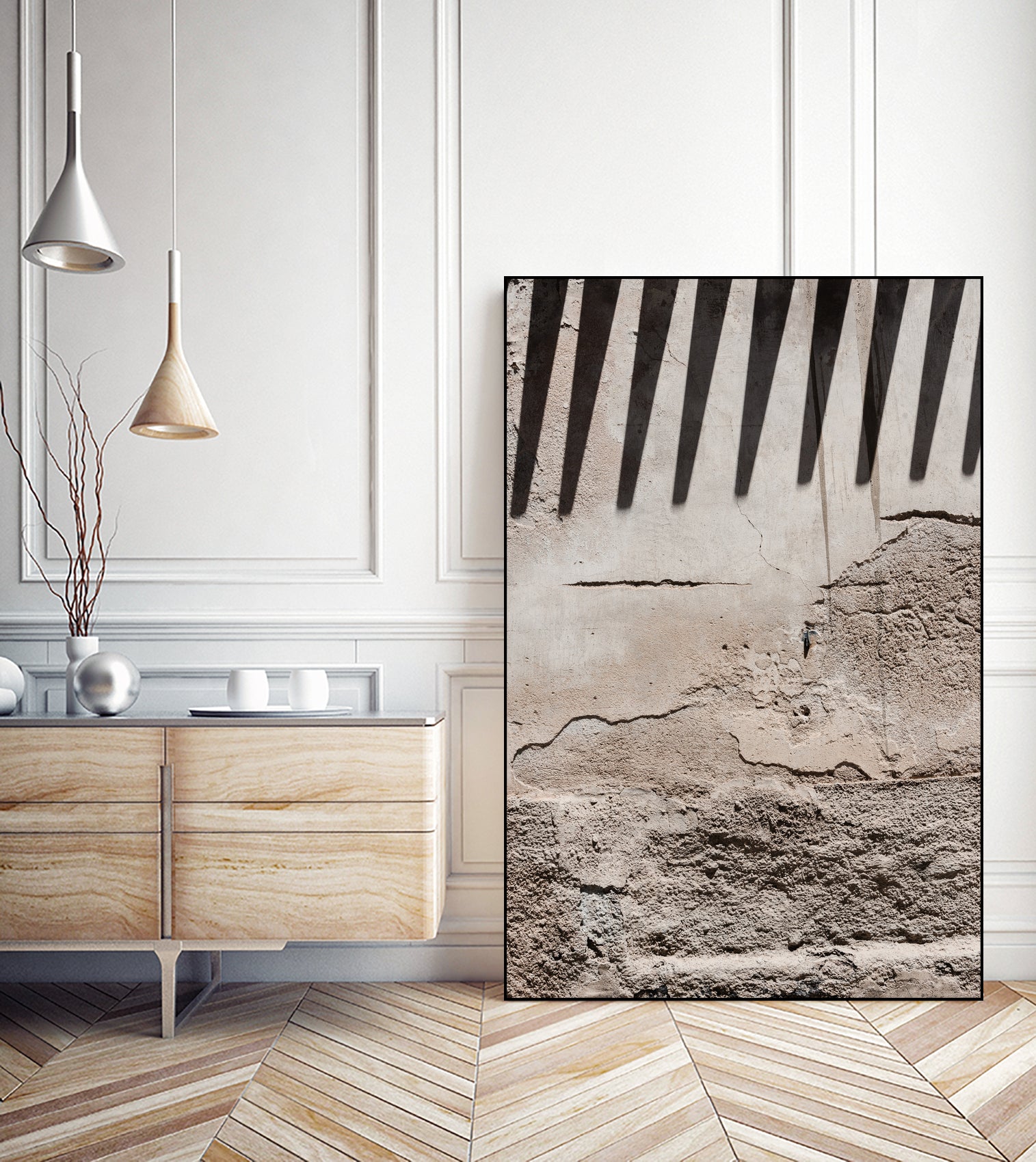 Shadow of lines at vintage wall by Photolovers on GIANT ART - abstract ground