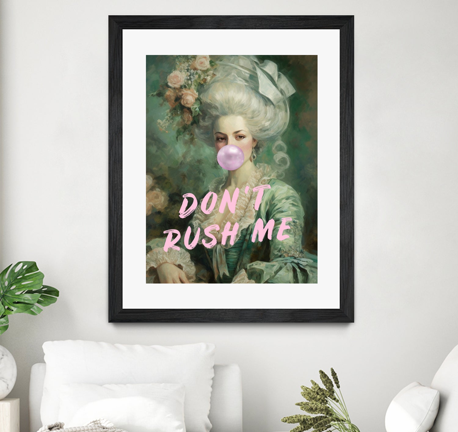 Marie Antoinette Dont Rush Me by Talitha McQueen on GIANT ART - pink contemporary human face,flower,text,clothing,painting,doll,poster,person,fashion,flowers,flora,floral,botanical,flowers and plants,botanicals,word,words,painted,paint,painterly,people,portrait,figurative