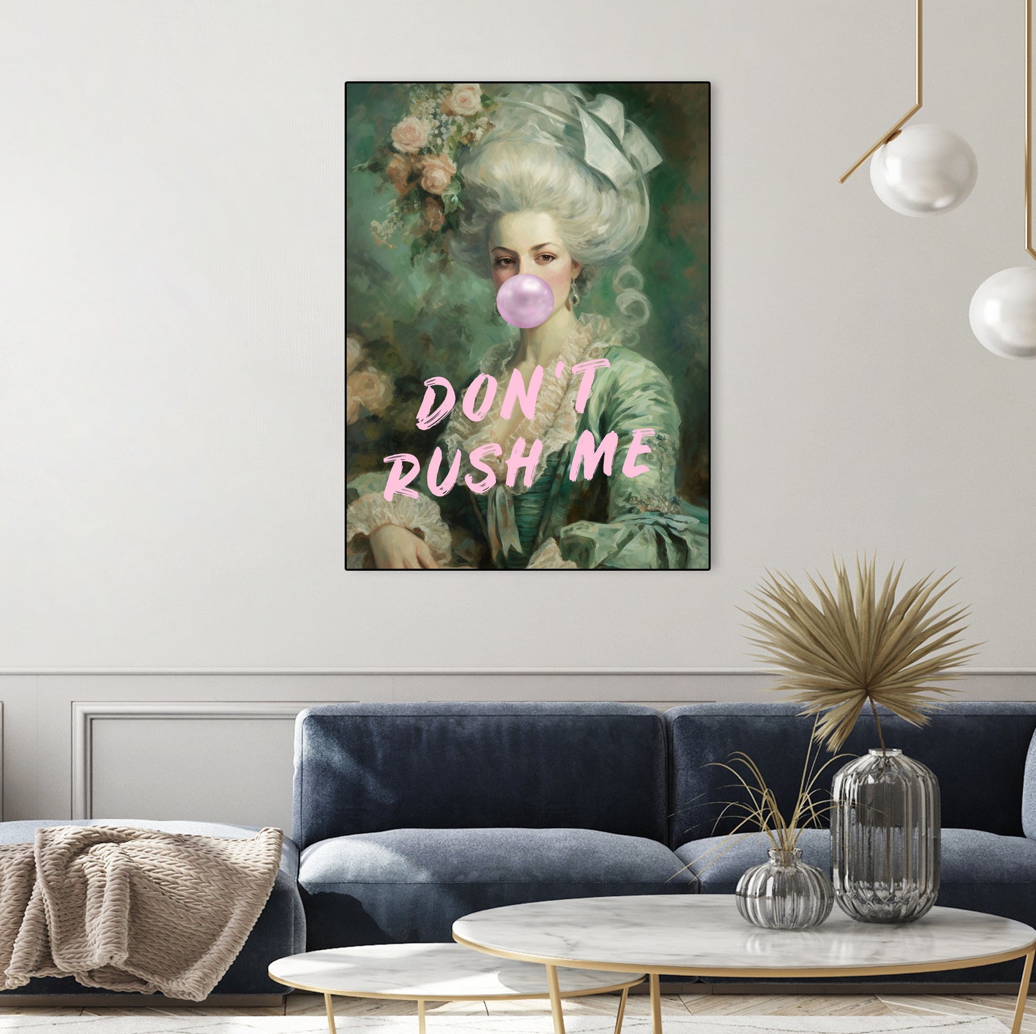 Marie Antoinette Dont Rush Me by Talitha McQueen on GIANT ART - pink contemporary human face,flower,text,clothing,painting,doll,poster,person,fashion,flowers,flora,floral,botanical,flowers and plants,botanicals,word,words,painted,paint,painterly,people,portrait,figurative