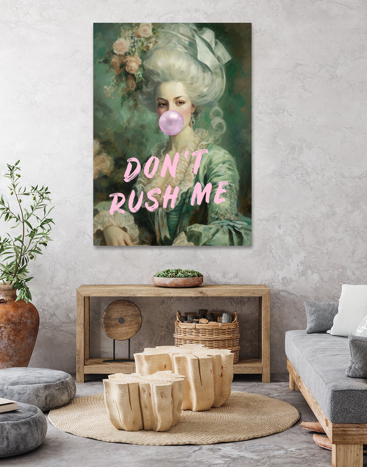 Marie Antoinette Dont Rush Me by Talitha McQueen on GIANT ART - pink contemporary human face,flower,text,clothing,painting,doll,poster,person,fashion,flowers,flora,floral,botanical,flowers and plants,botanicals,word,words,painted,paint,painterly,people,portrait,figurative
