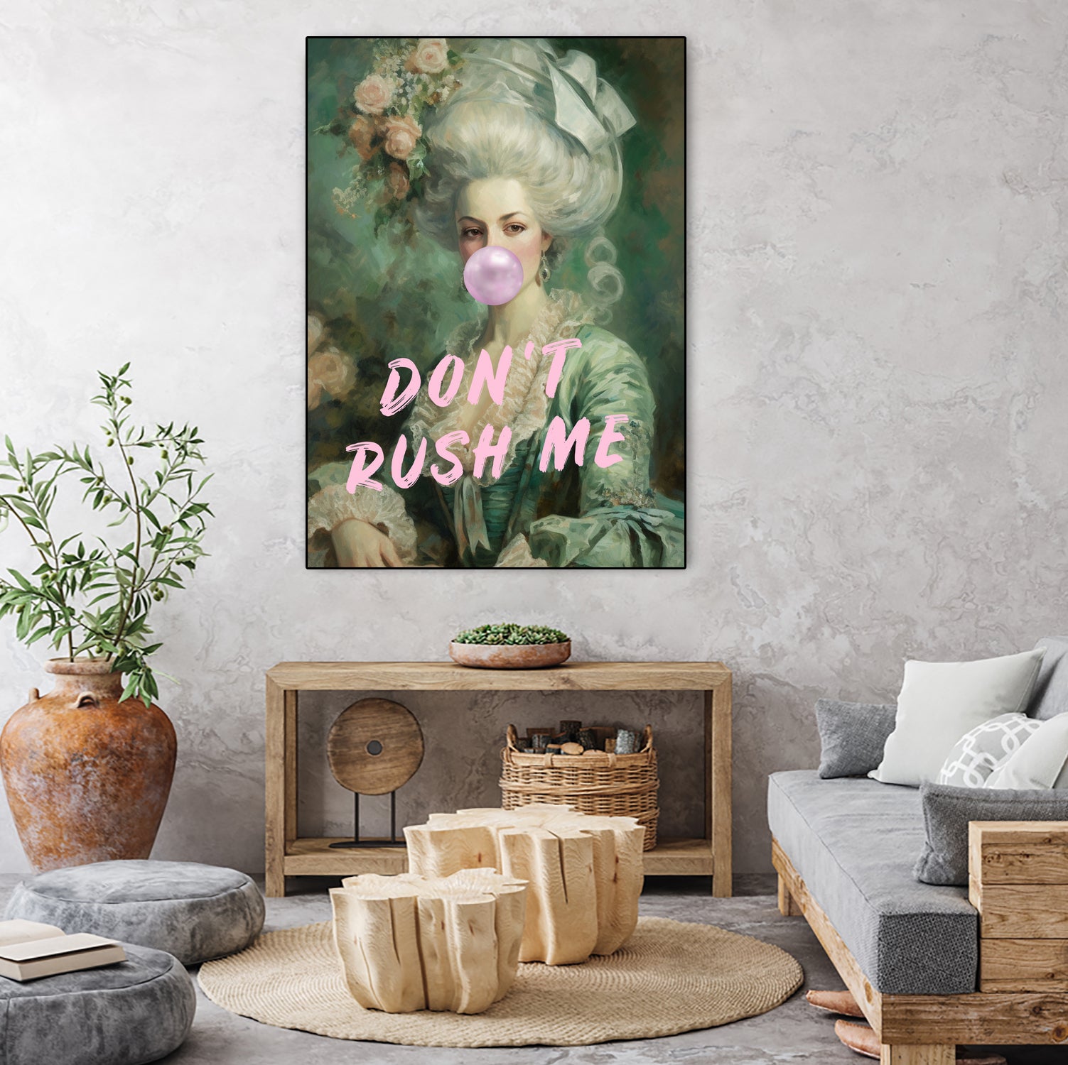 Marie Antoinette Dont Rush Me by Talitha McQueen on GIANT ART - pink contemporary human face,flower,text,clothing,painting,doll,poster,person,fashion,flowers,flora,floral,botanical,flowers and plants,botanicals,word,words,painted,paint,painterly,people,portrait,figurative