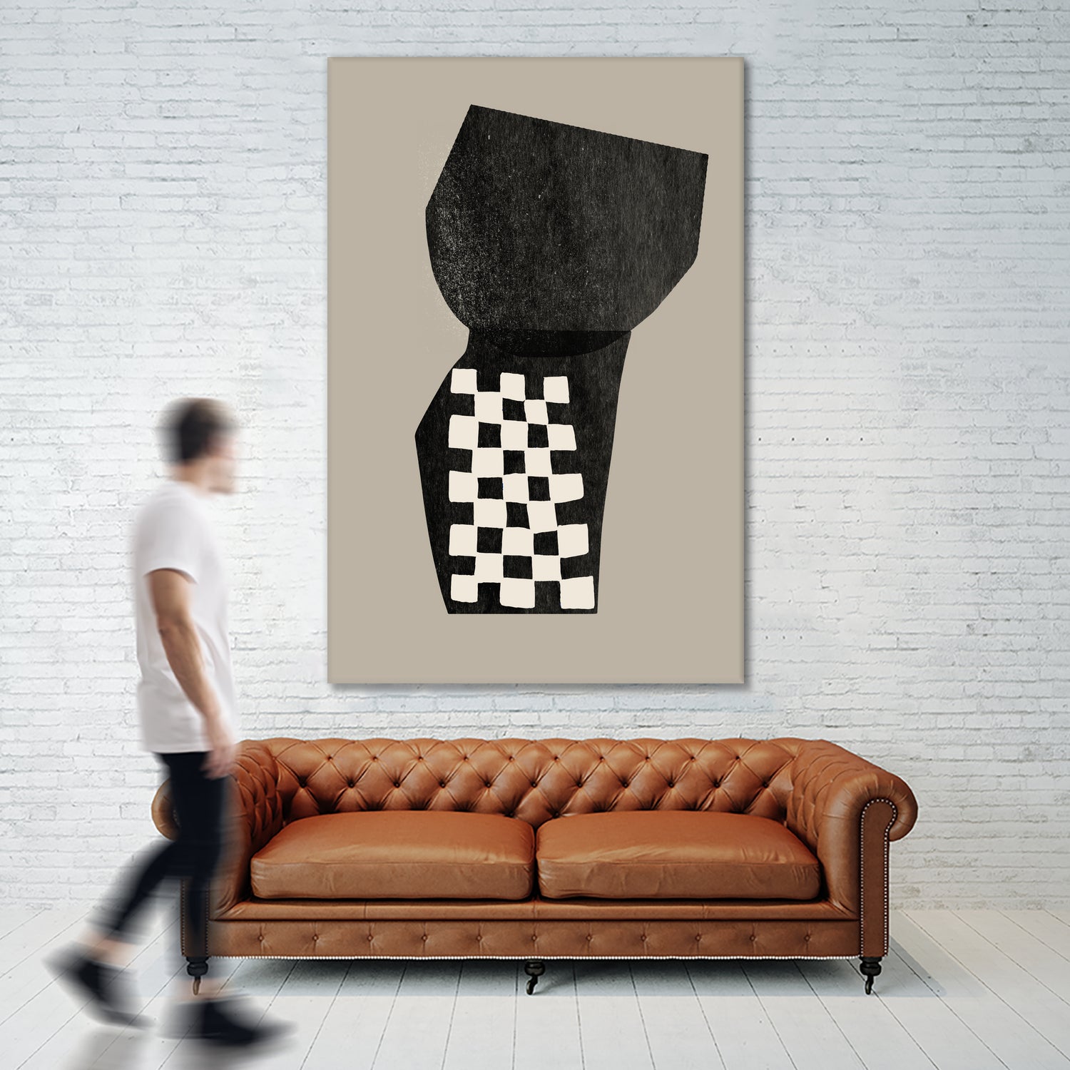 Checkered Abstraction by MIUUS STUDIO on GIANT ART - black shapes