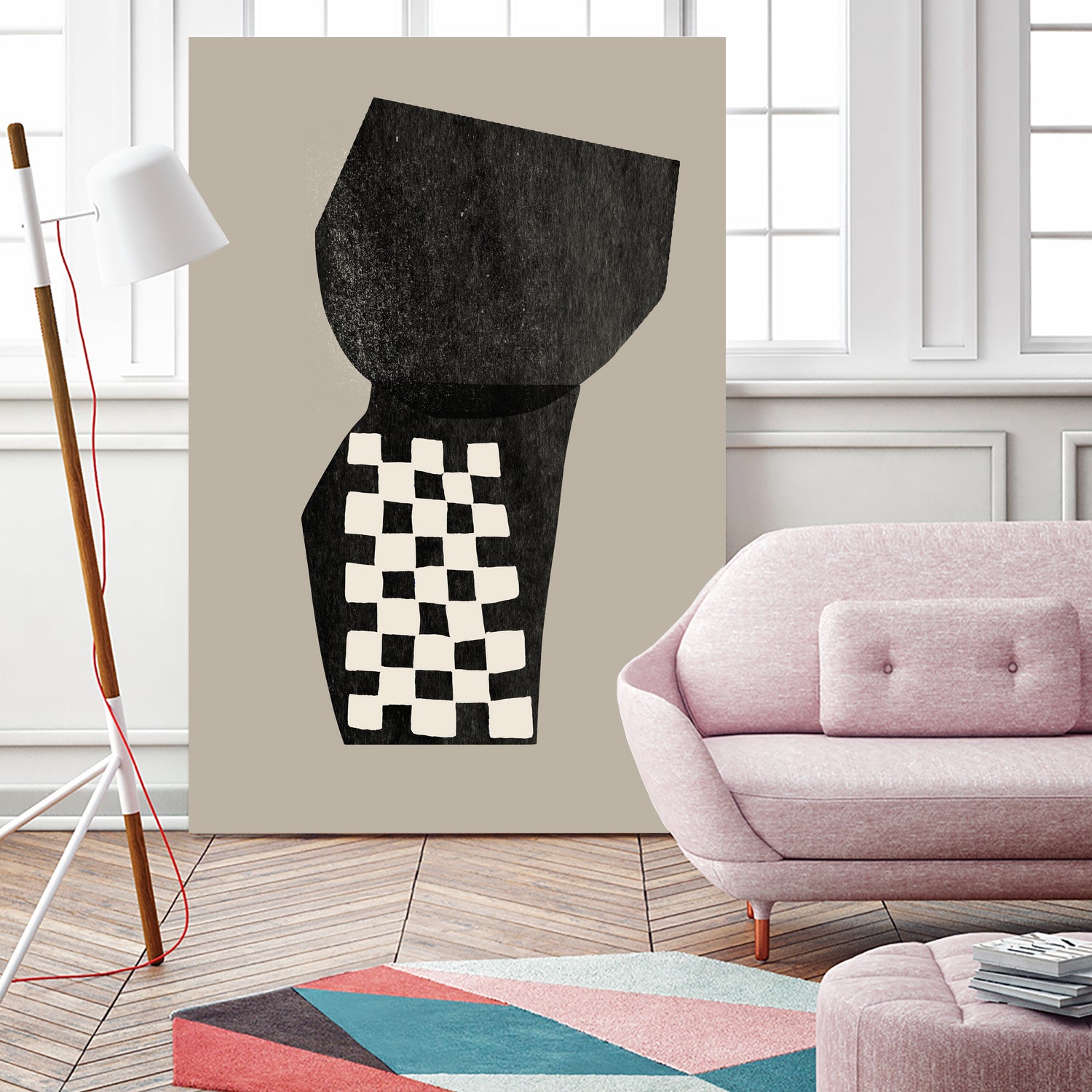 Checkered Abstraction by MIUUS STUDIO on GIANT ART - black shapes