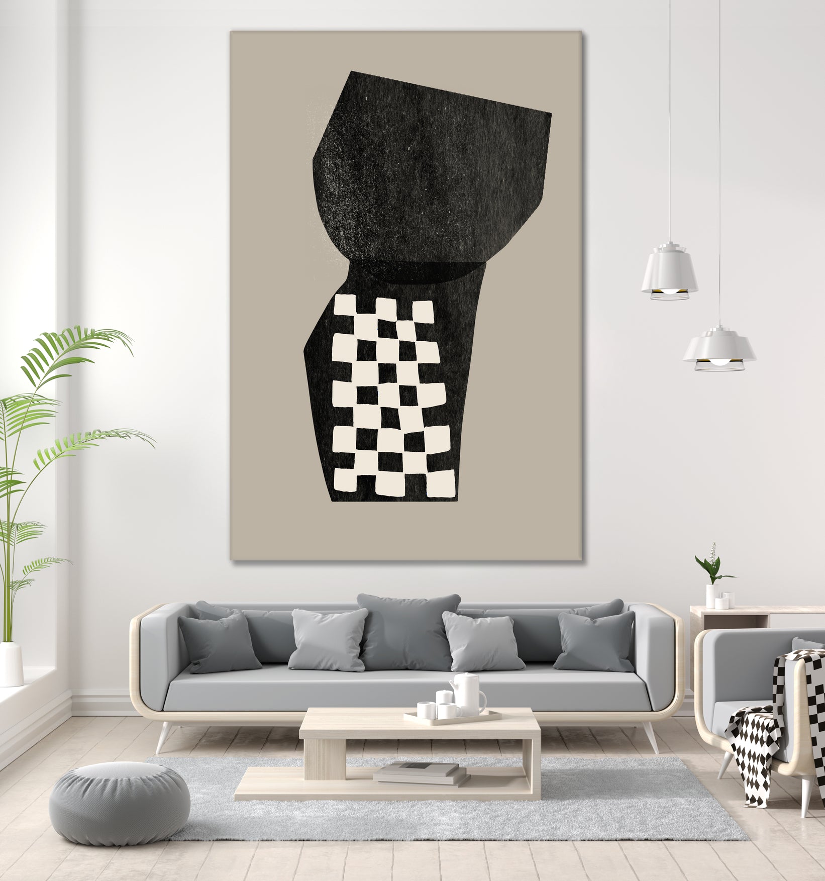 Checkered Abstraction by MIUUS STUDIO on GIANT ART - black shapes
