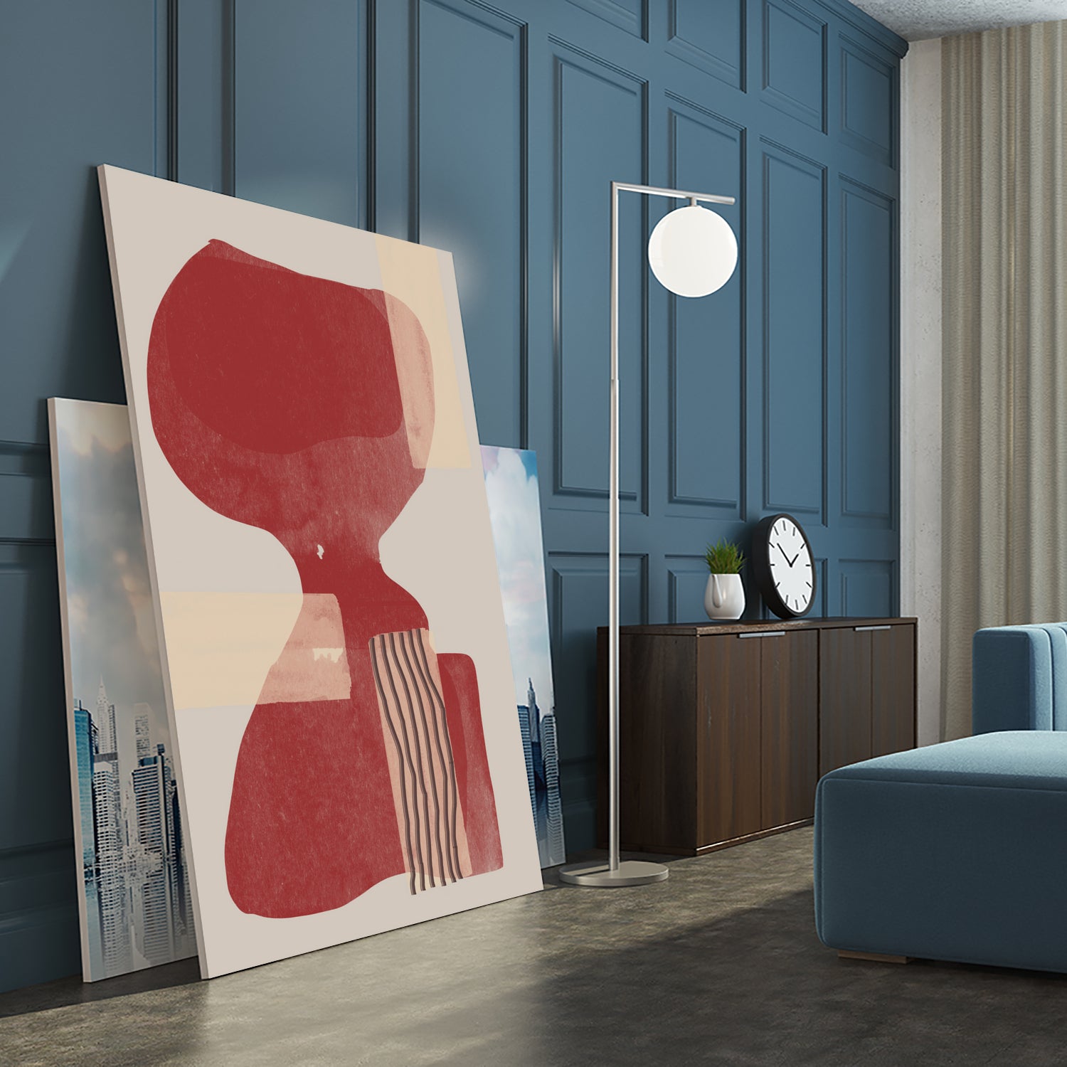 Crimson Harmony by THE MIUUS STUDIO on GIANT ART - red shape abstract, bold, white, grey, gray, calm, painting, print, wallart, wall art, energetic, colourful, graphic print, illustration, soft, brush strokes, cute, prints, home decor, beige, black, drawing