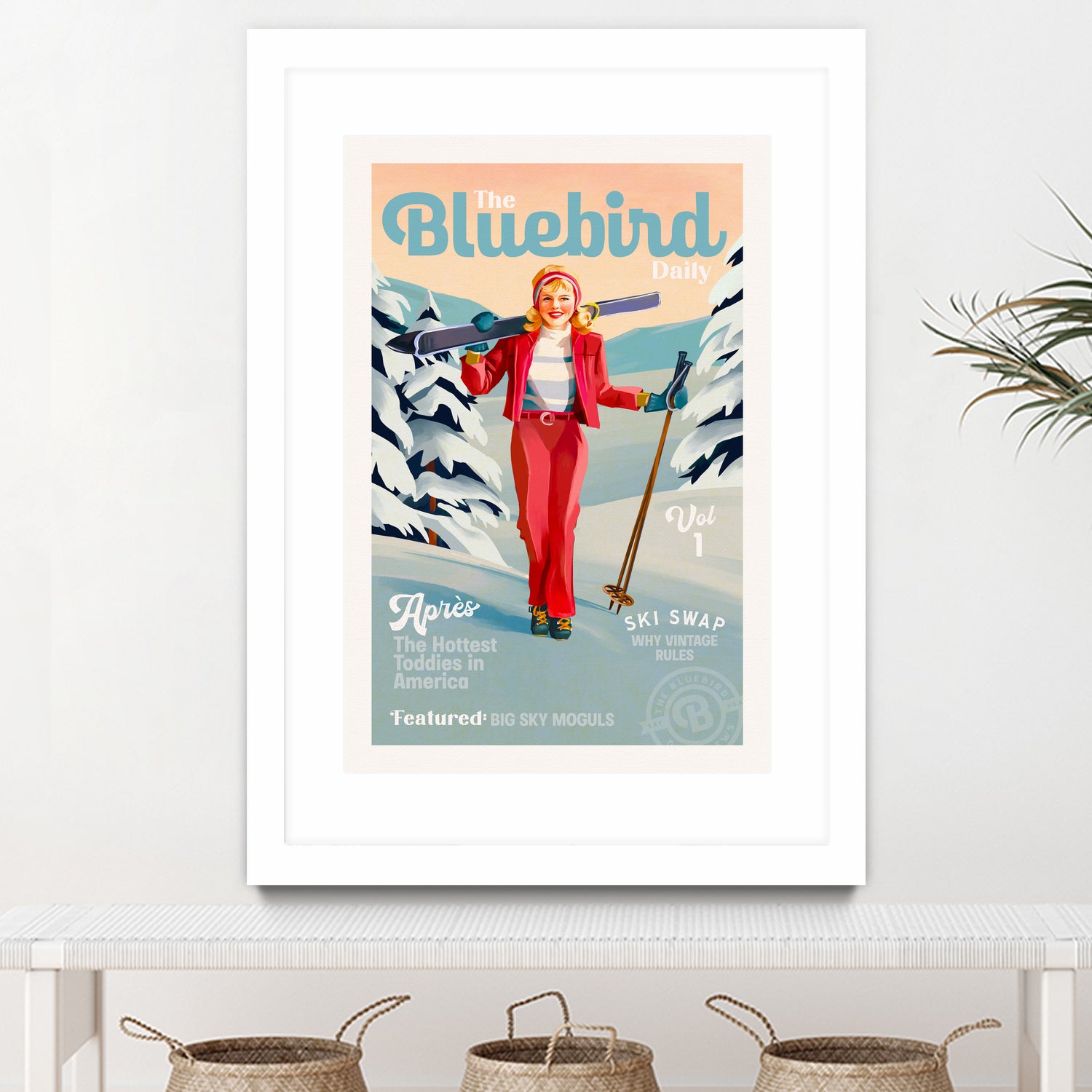 The Bluebird Daily Pinup Ski Art by The Whiskey Ginger on GIANT ART - figurative text