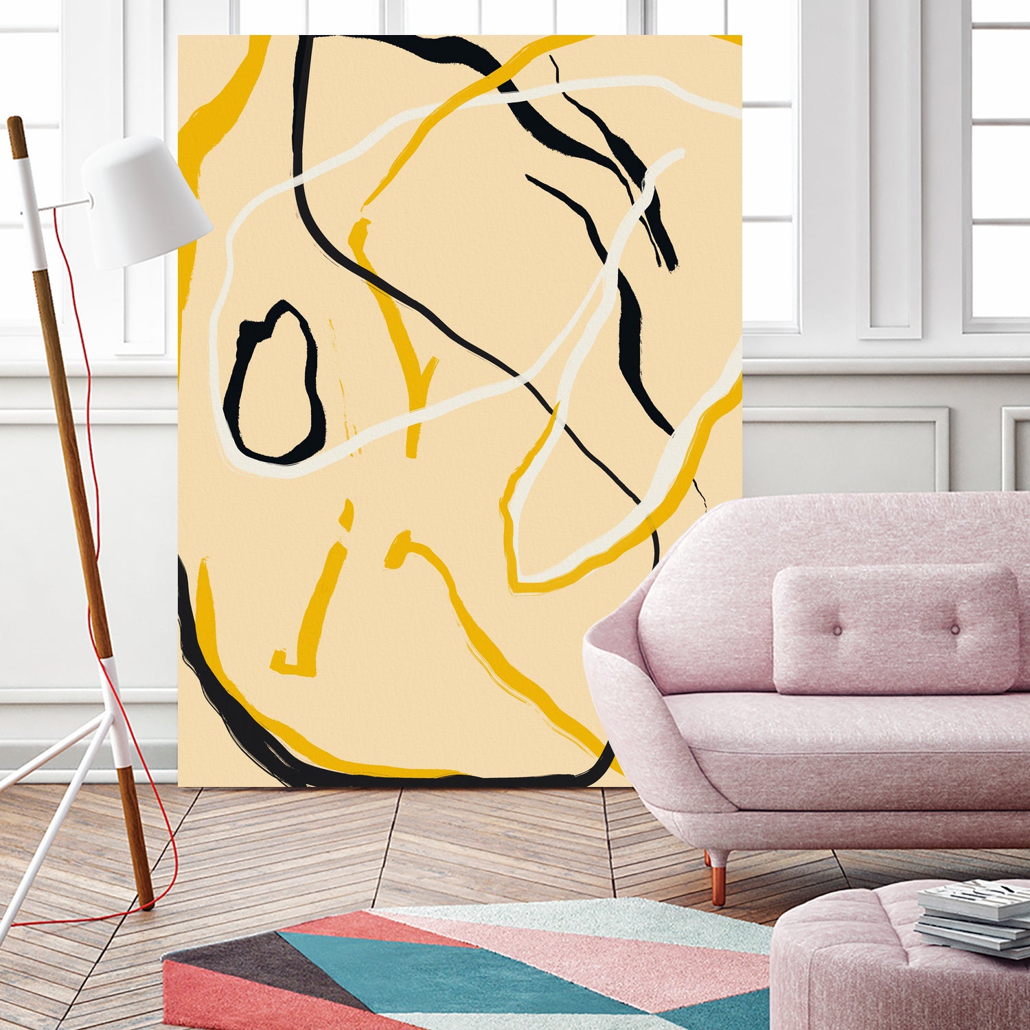 Golden Flow Lines by Little Dean on GIANT ART - line art abstract art