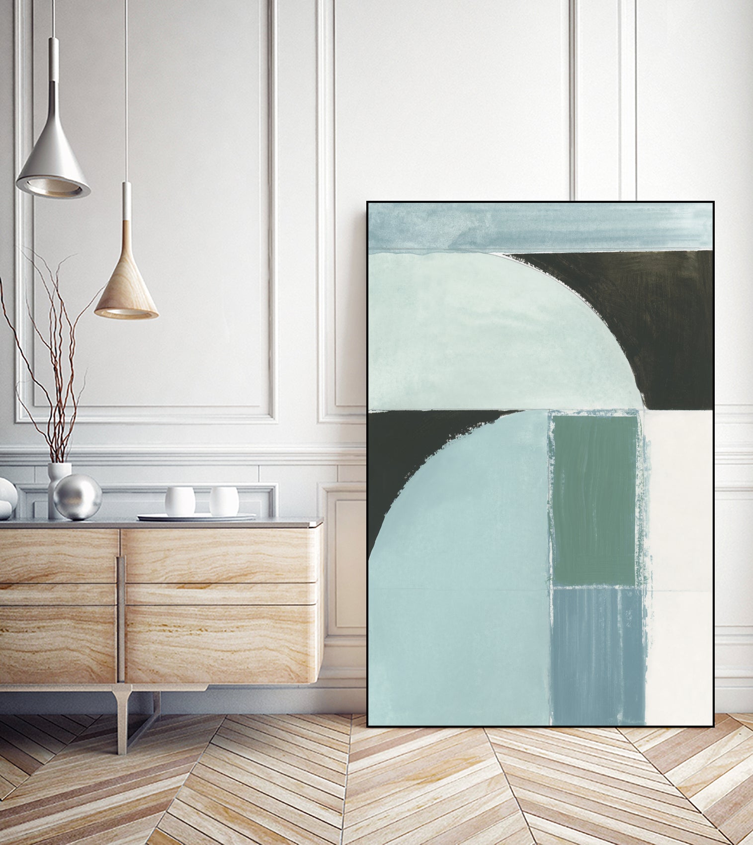 Abstract Blue Shapes No1 Print by cartissi on GIANT ART - abstract painting