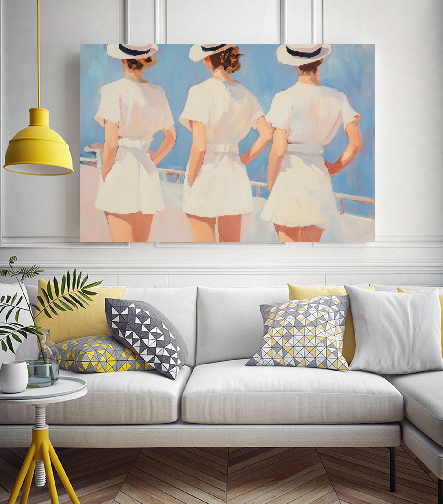 Retro Three Sailors by Melloi Art Prints on GIANT ART - woman paintings woman