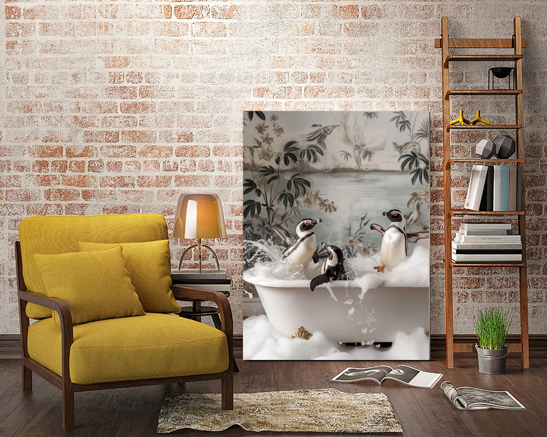 Penguin Splash Party by Niky Rahner on GIANT ART - botanical rahner