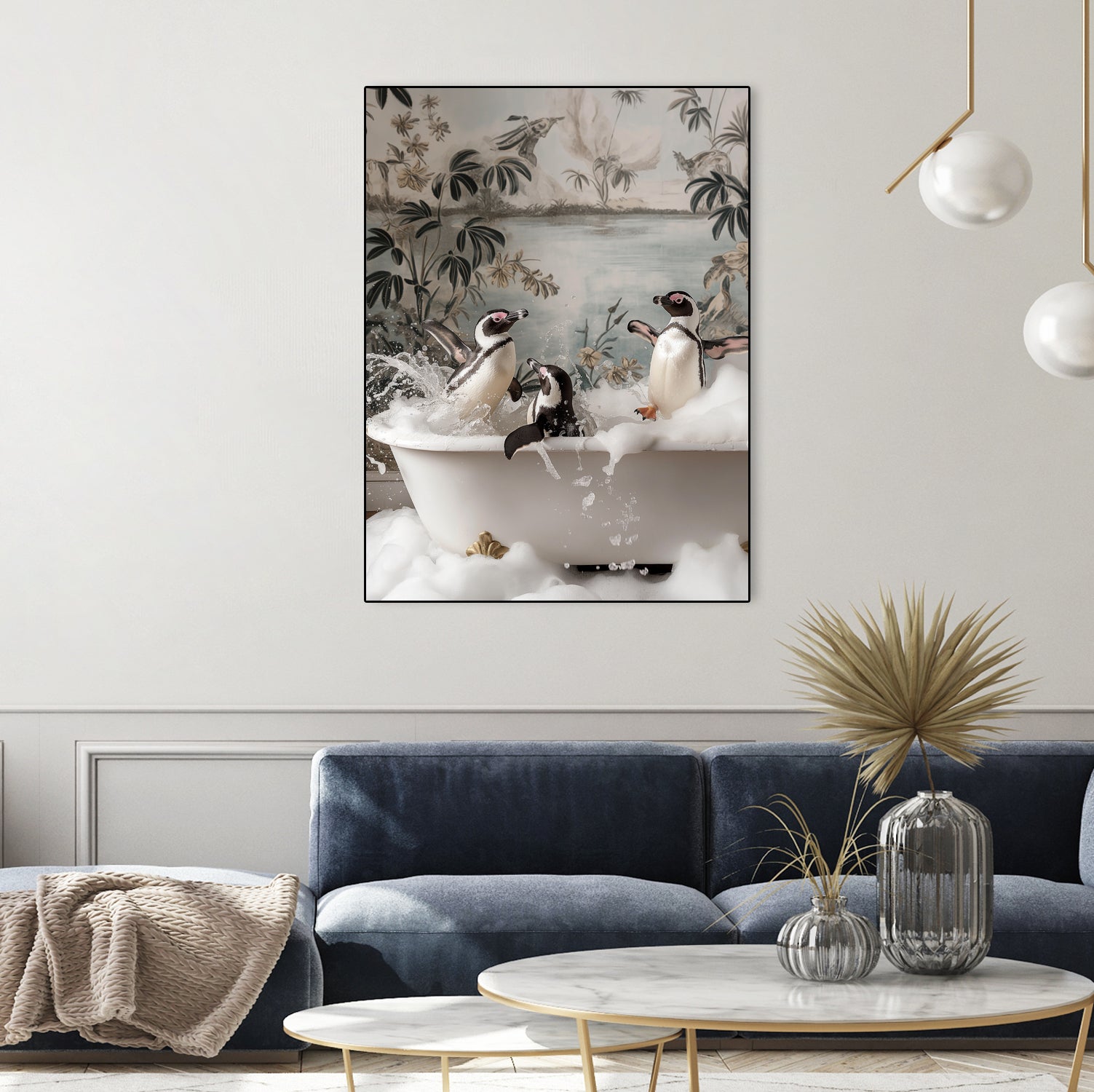Penguin Splash Party by Niky Rahner on GIANT ART - botanical rahner