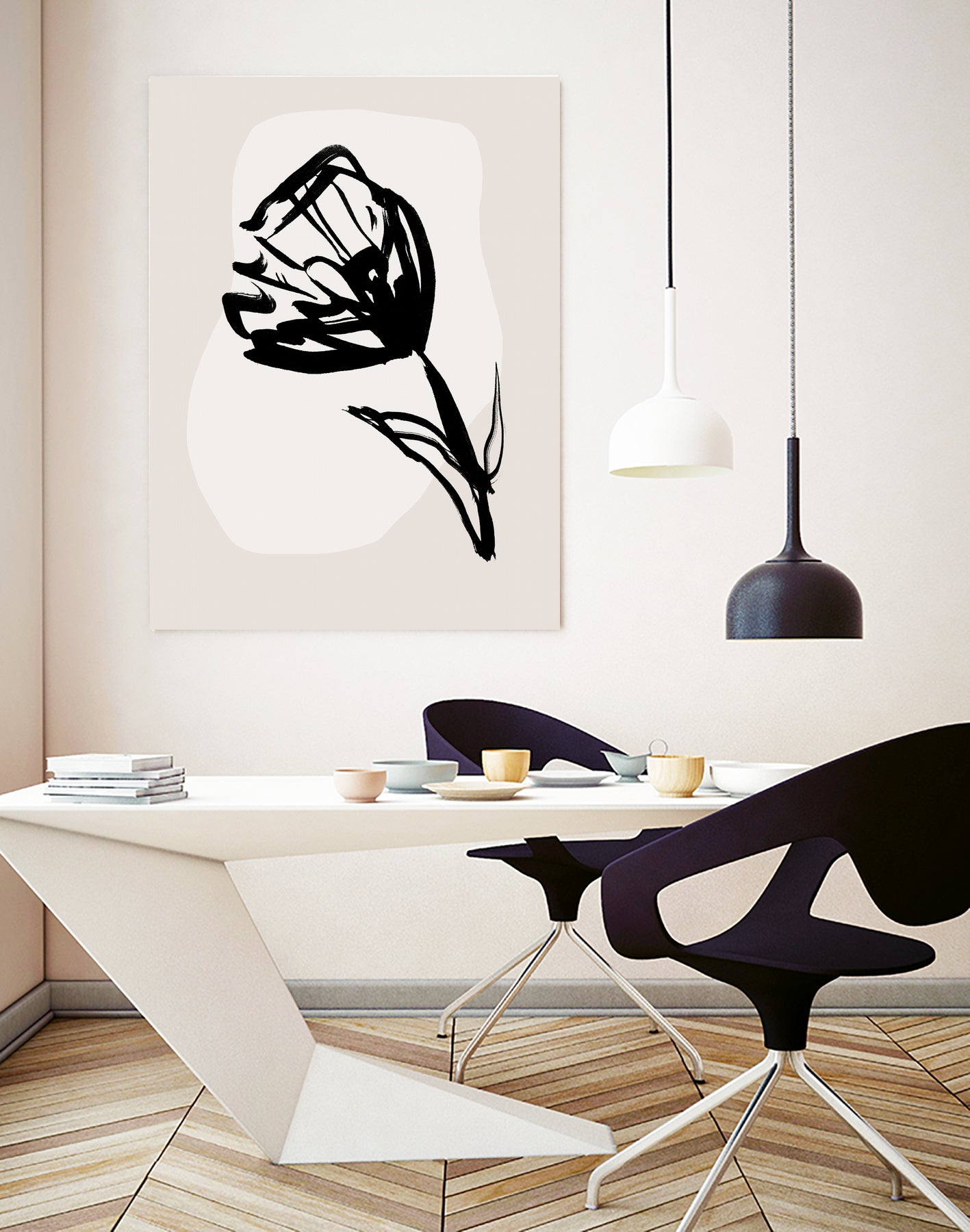 Monochrome Blossom by Treechild on GIANT ART - flowers and plants minimalist-floral-art