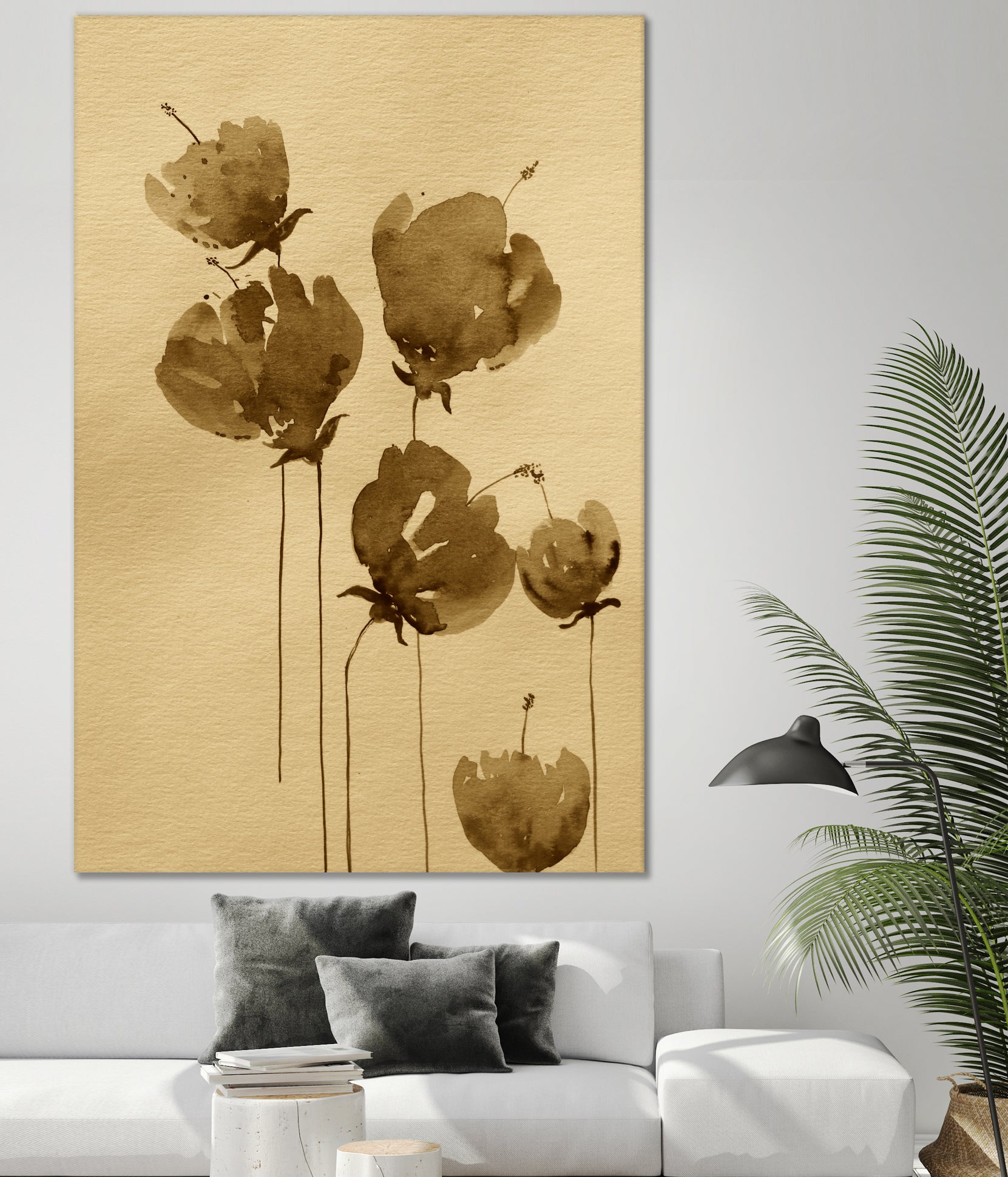Poppies In Muted Sepia Tones by Santhosh ch on GIANT ART - 11825 illustration
