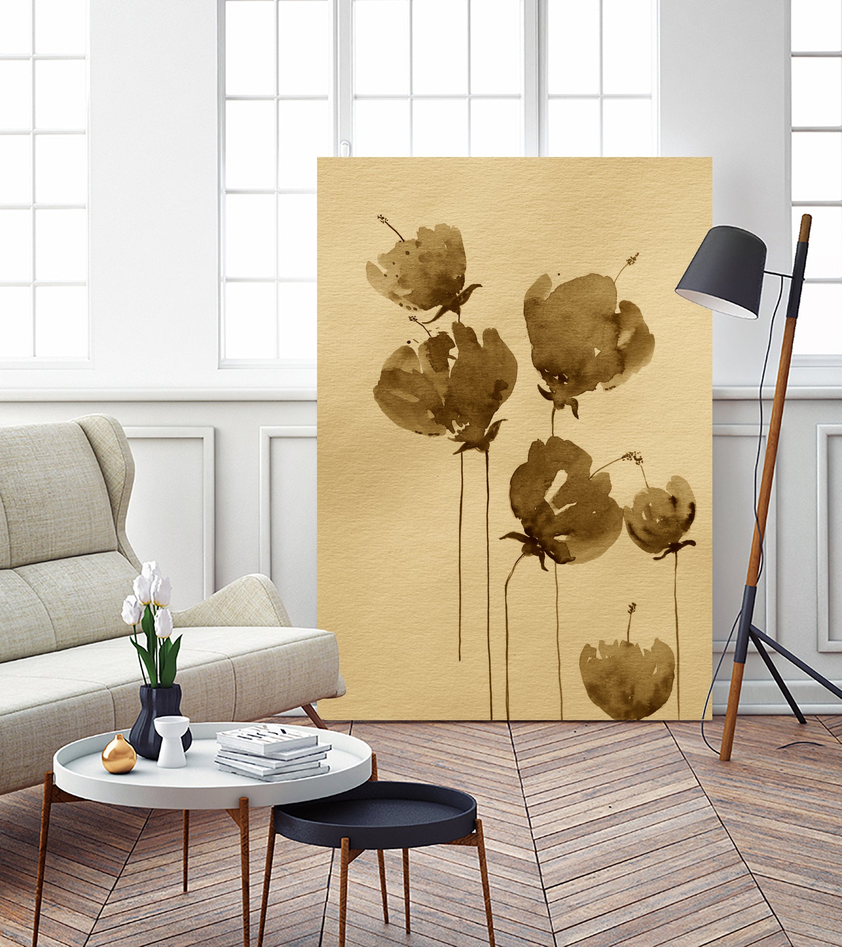 Poppies In Muted Sepia Tones by Santhosh ch on GIANT ART - 11825 illustration
