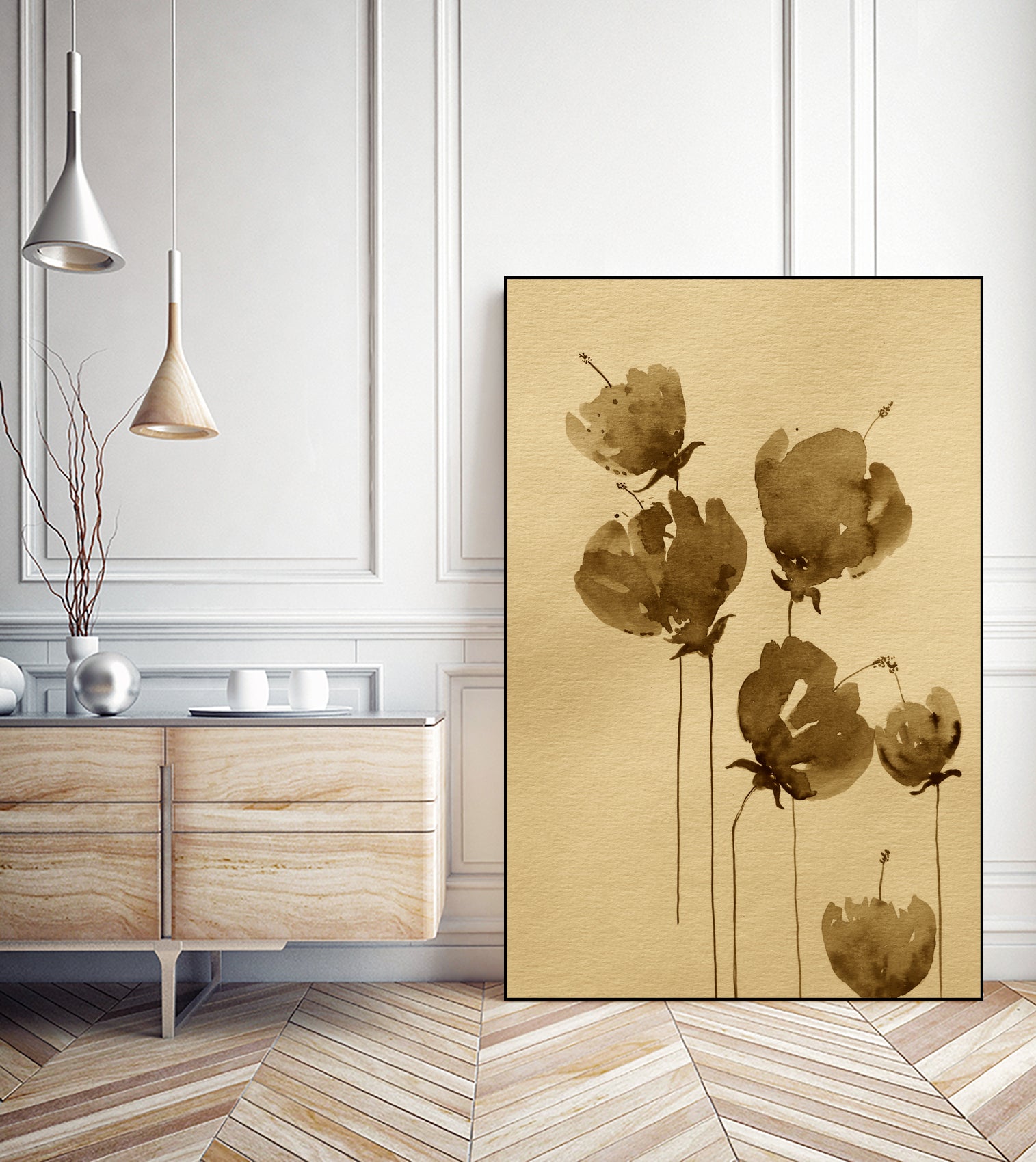Poppies In Muted Sepia Tones by Santhosh ch on GIANT ART - 11825 illustration