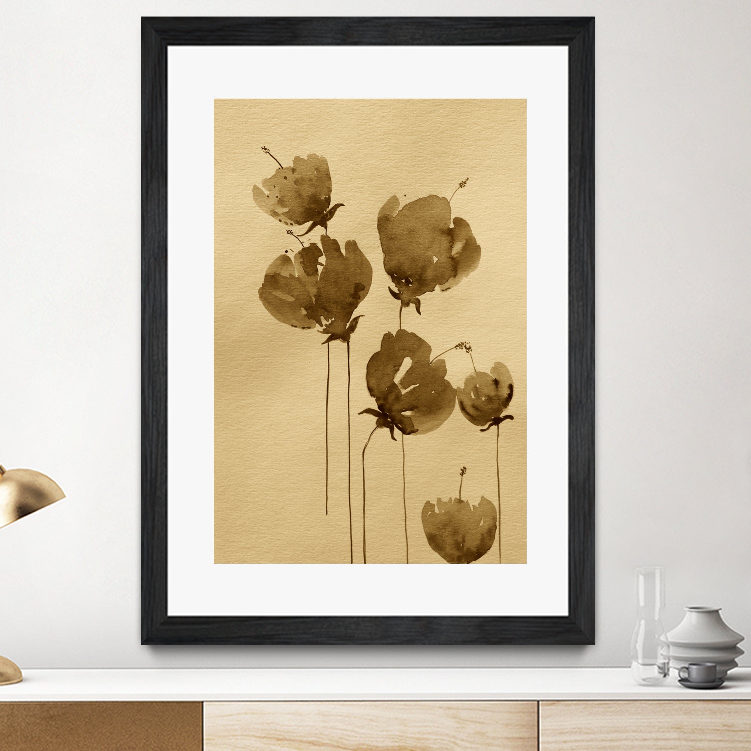 Poppies In Muted Sepia Tones by Santhosh ch on GIANT ART - 11825 illustration