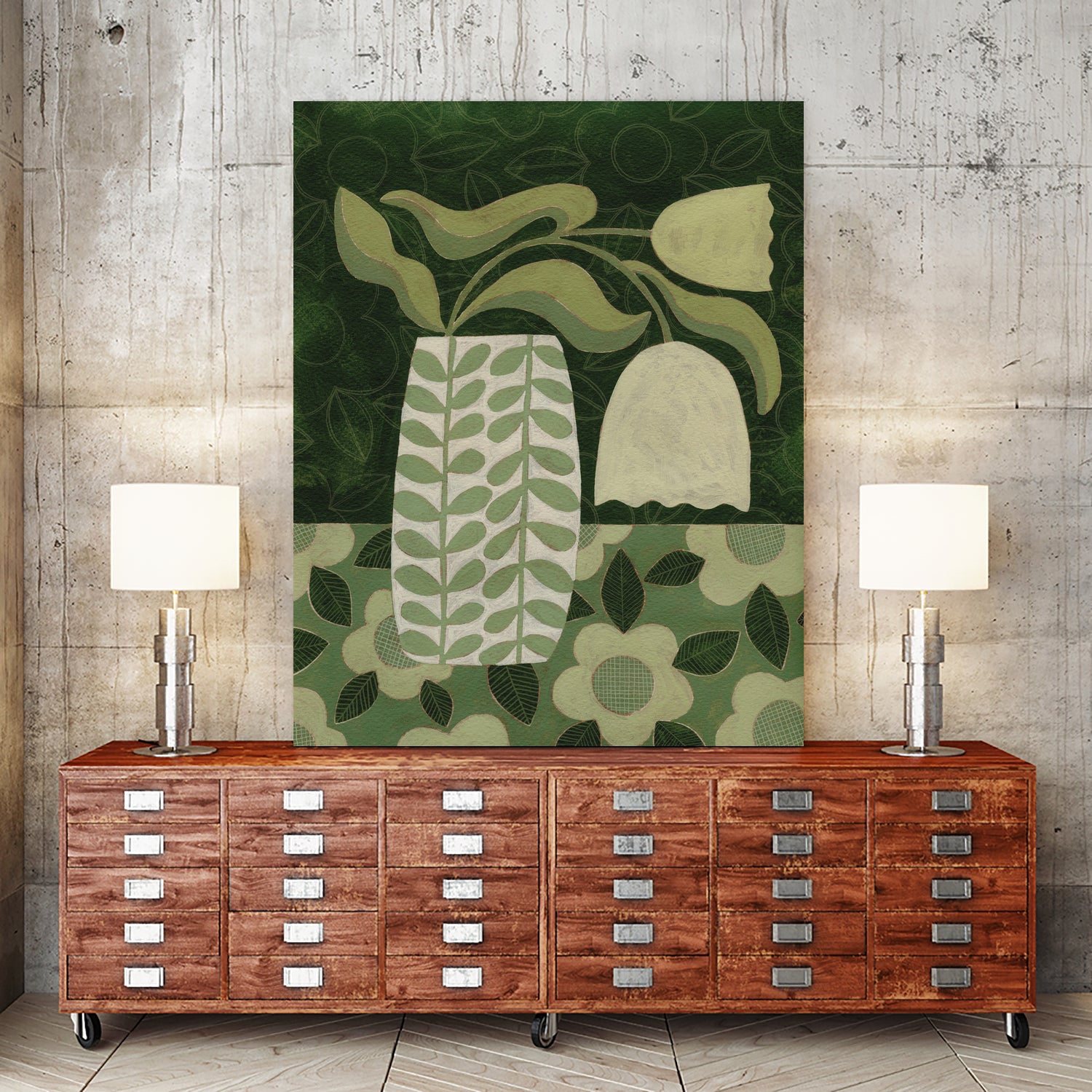 Green Tulip Still Life by Susan Black on GIANT ART - flowers and plants vintage floral art