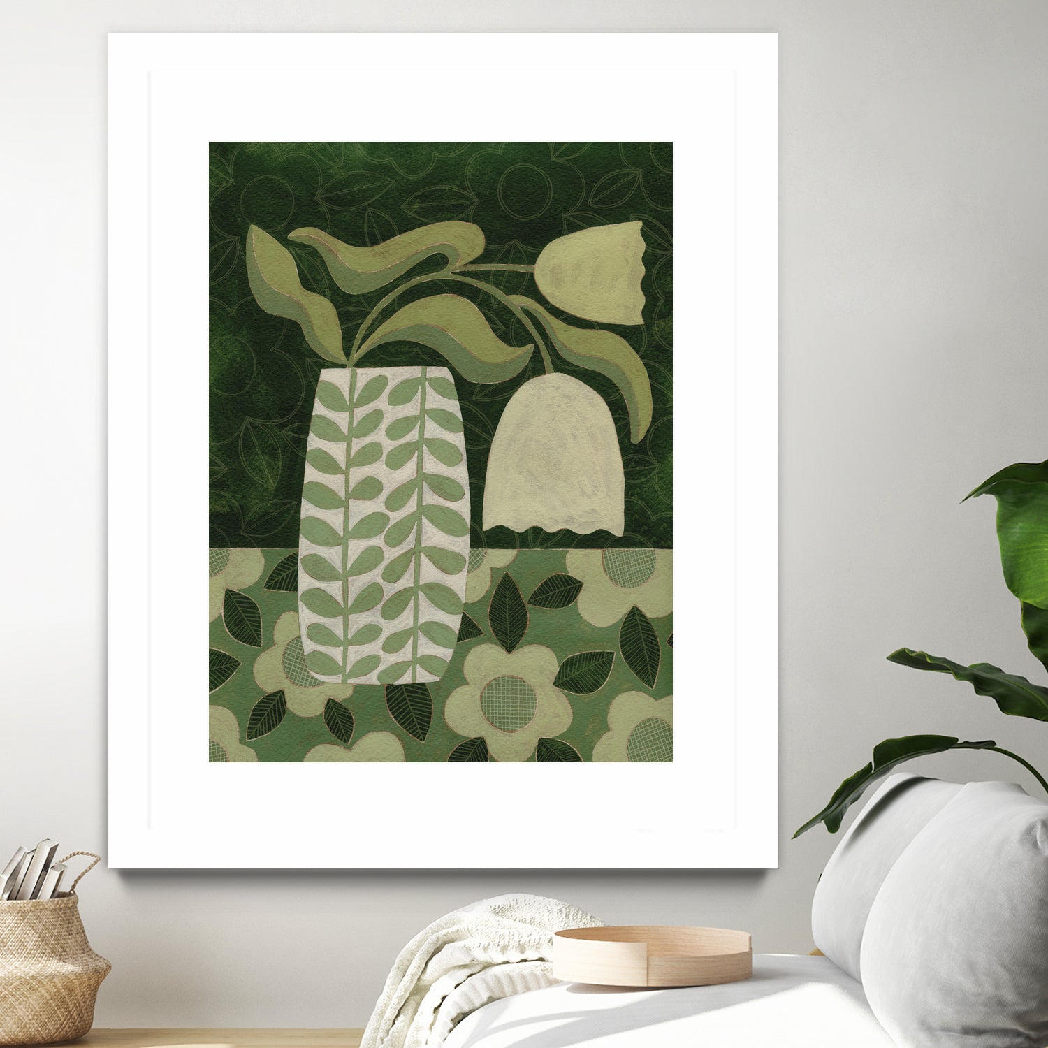 Green Tulip Still Life by Susan Black on GIANT ART - flowers and plants vintage floral art