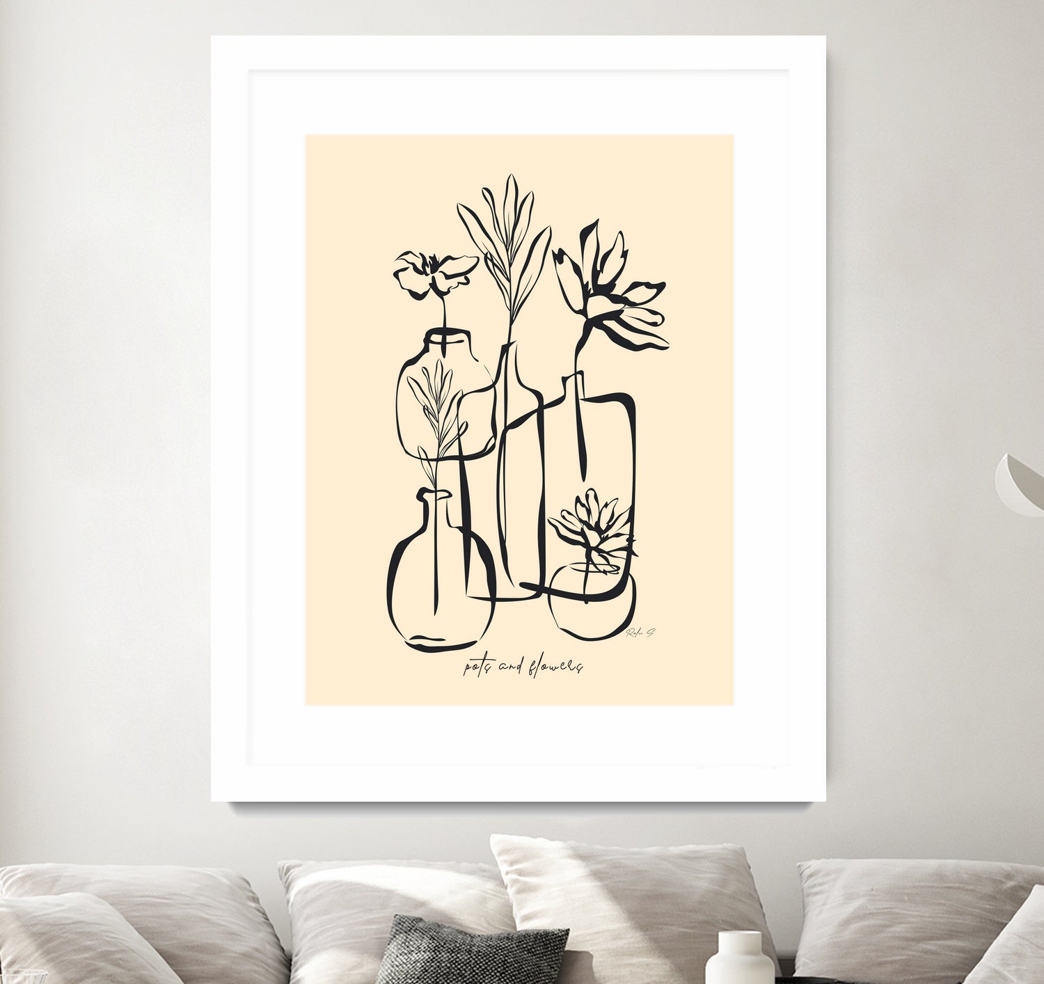 Pots And Flowers by Ralu S on GIANT ART - flowers and plants botanical line art