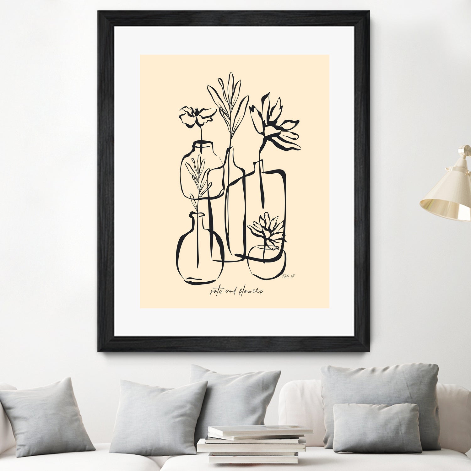 Pots And Flowers by Ralu S on GIANT ART - flowers and plants botanical line art