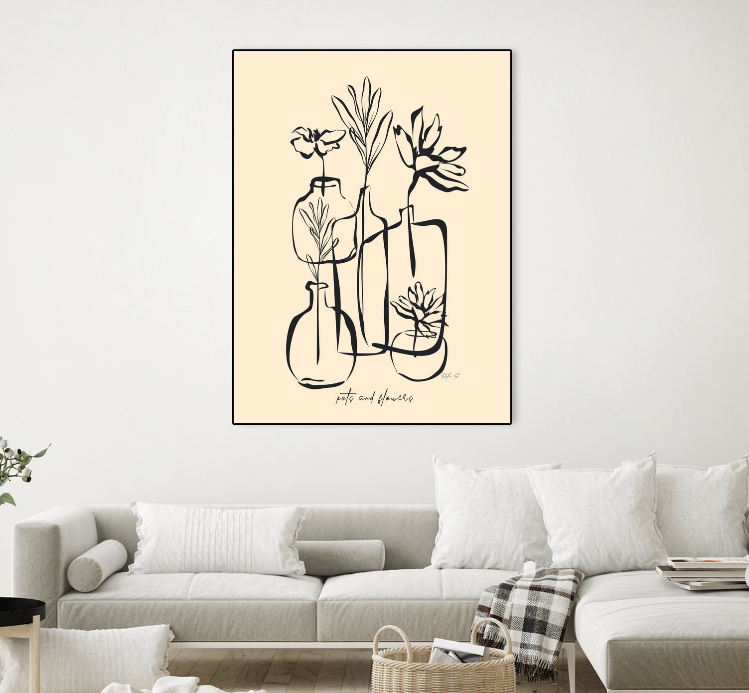 Pots And Flowers by Ralu S on GIANT ART - flowers and plants botanical line art