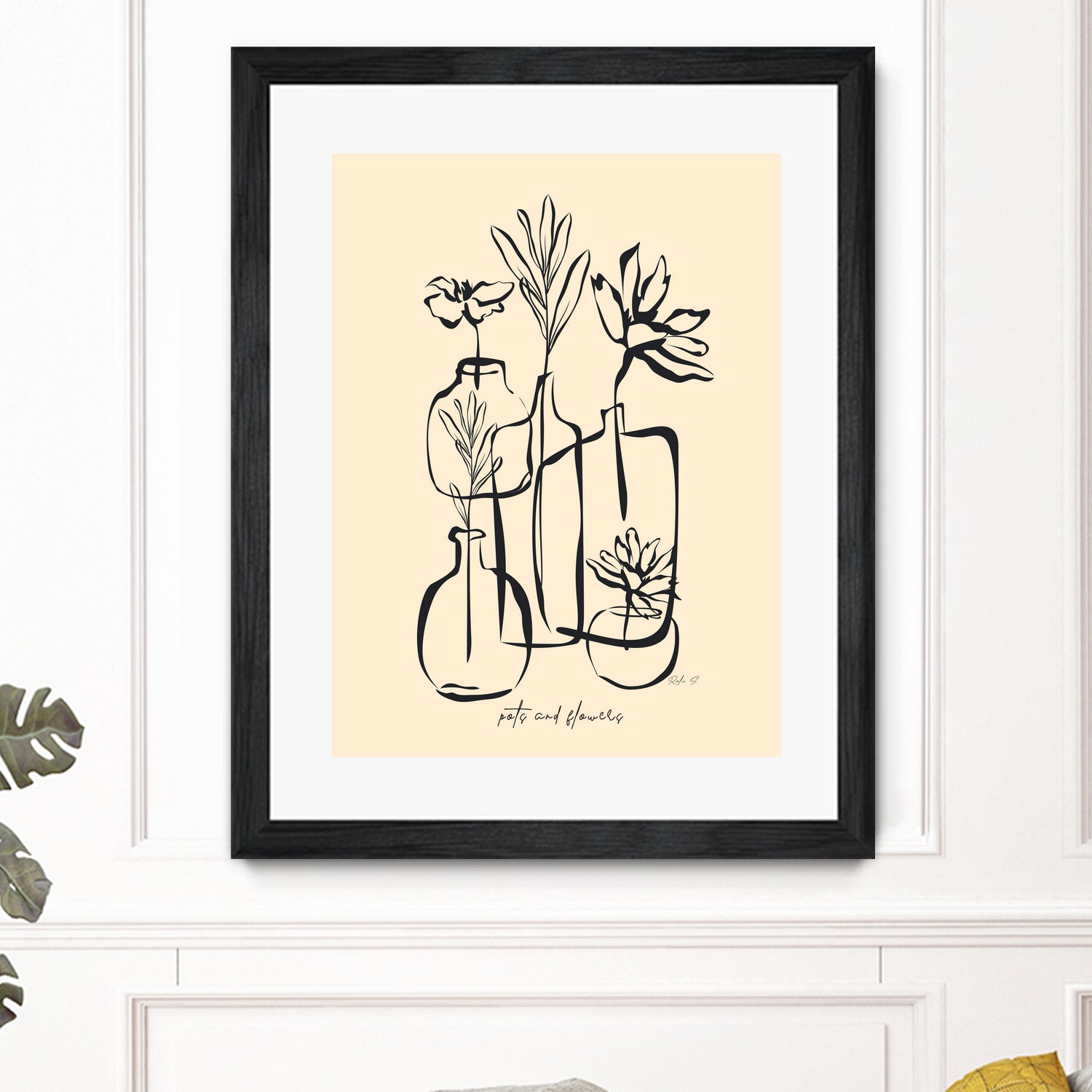 Pots And Flowers by Ralu S on GIANT ART - flowers and plants botanical line art