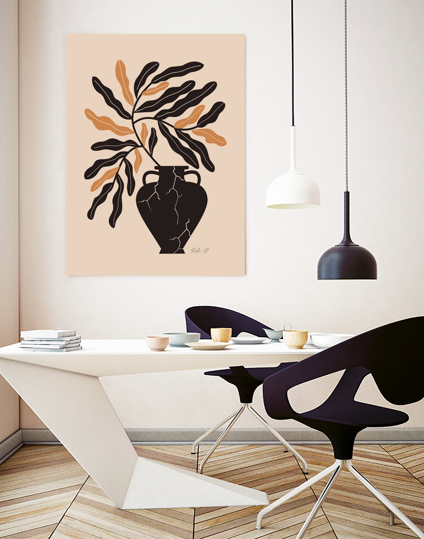 Gentle Life In A Broken Vase by Ralu S on GIANT ART - flowers and plants mid-century modern art