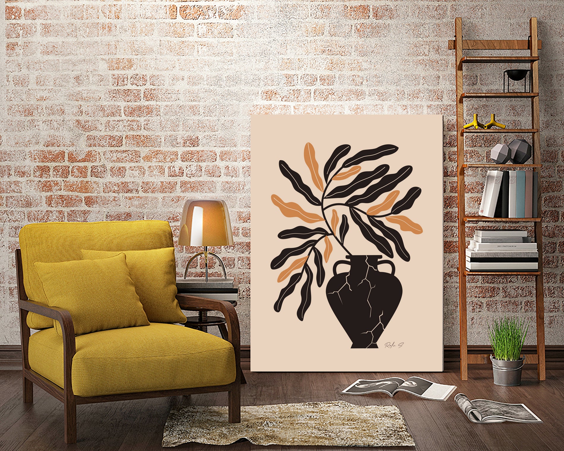 Gentle Life In A Broken Vase by Ralu S on GIANT ART - flowers and plants mid-century modern art