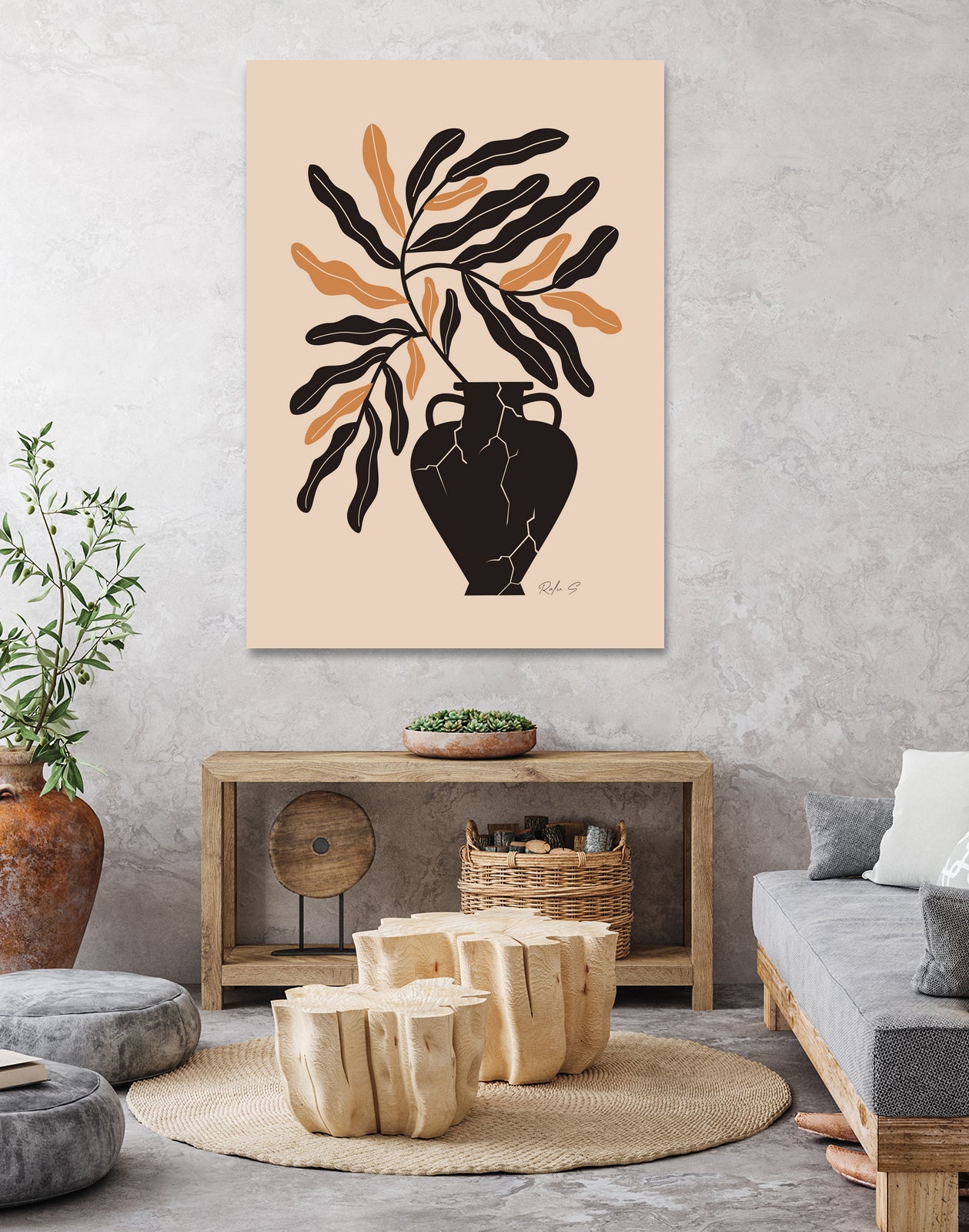 Gentle Life In A Broken Vase by Ralu S on GIANT ART - flowers and plants mid-century modern art