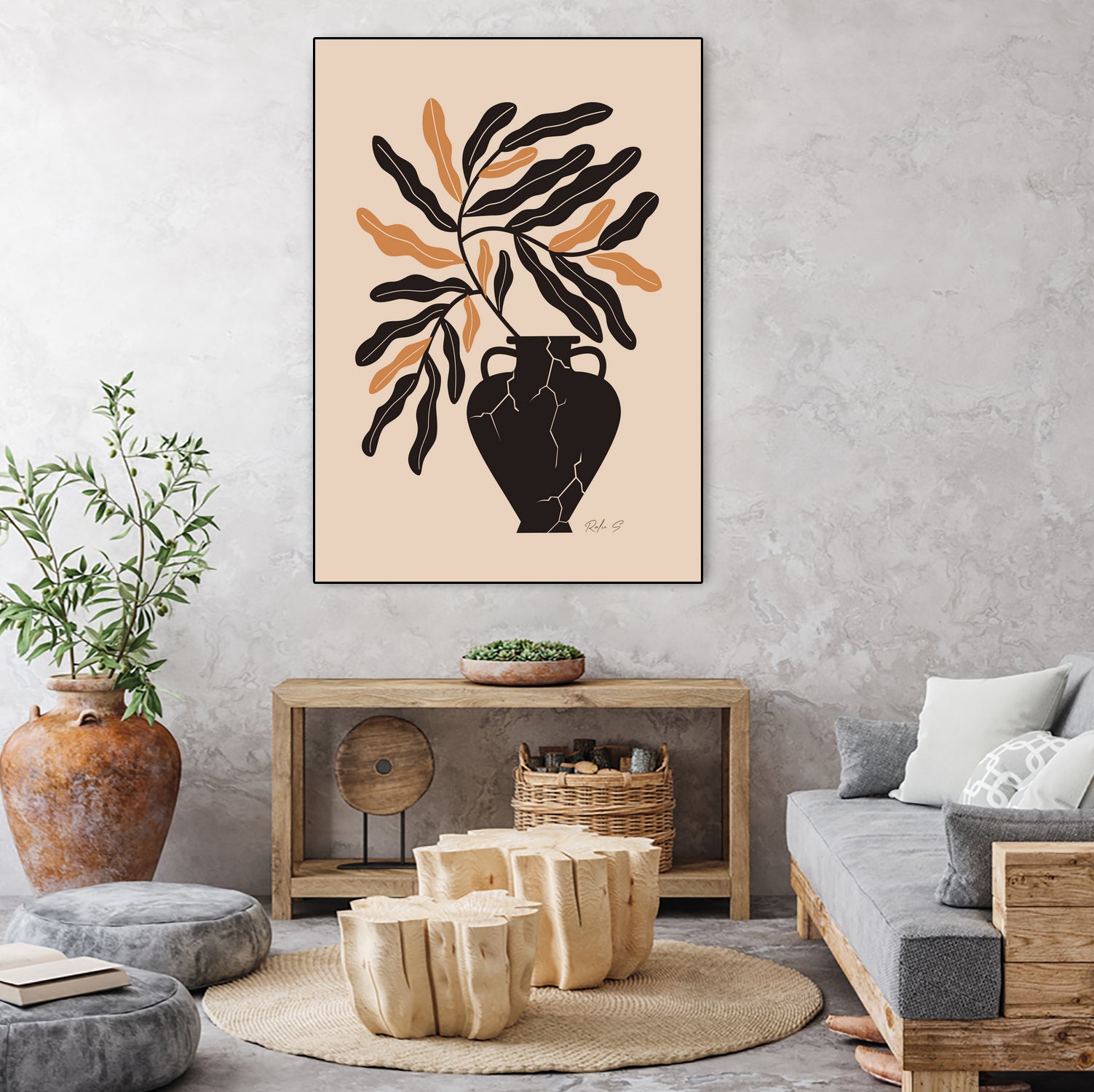 Gentle Life In A Broken Vase by Ralu S on GIANT ART - flowers and plants mid-century modern art