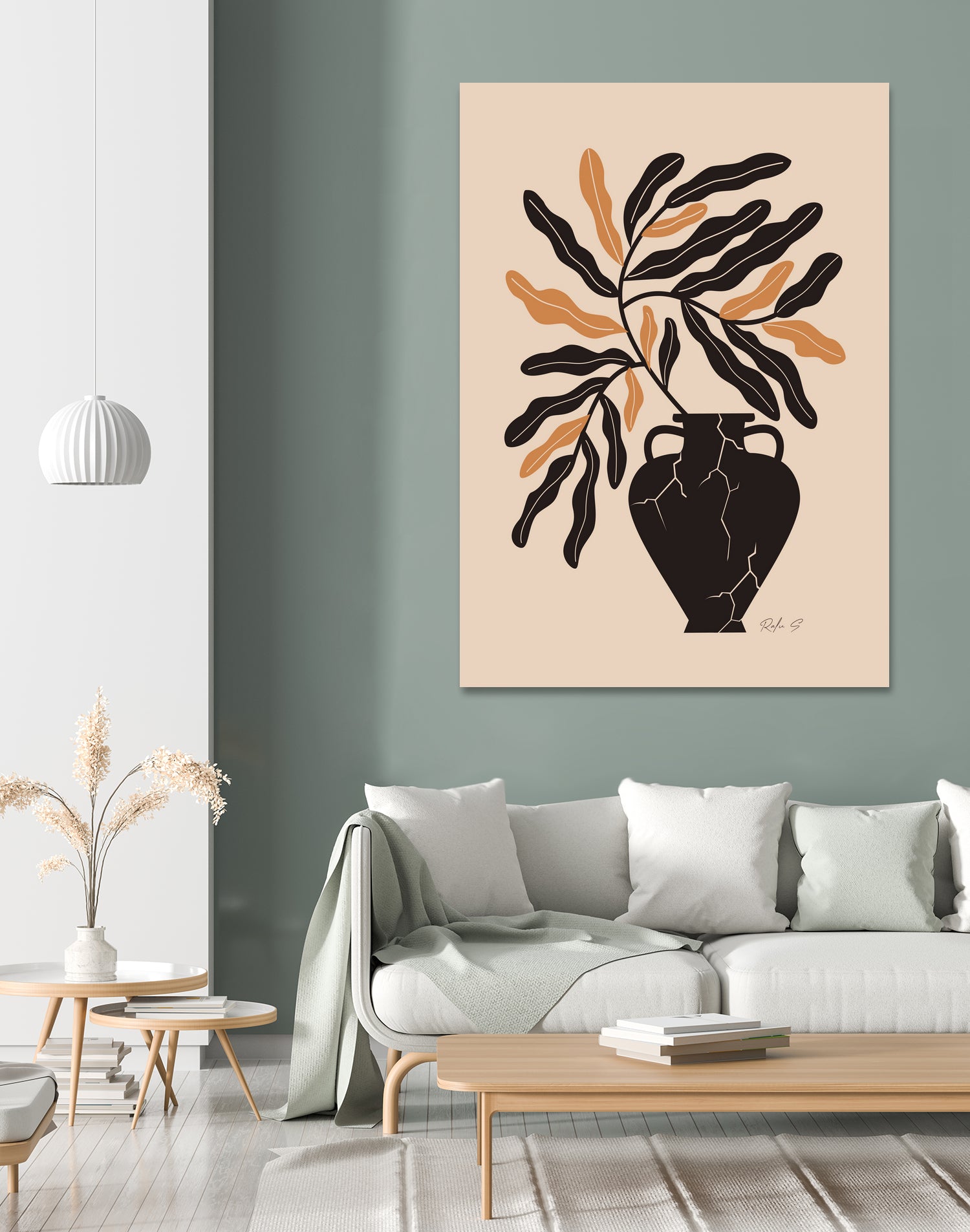 Gentle Life In A Broken Vase by Ralu S on GIANT ART - flowers and plants mid-century modern art