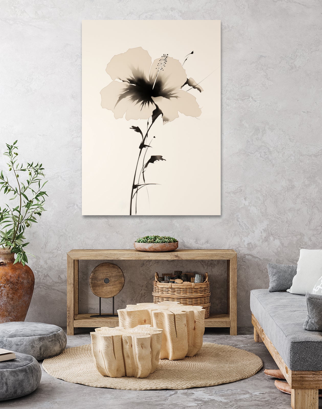 Hibiscus In Beige by Andreas Magnusson on GIANT ART - hibiscus