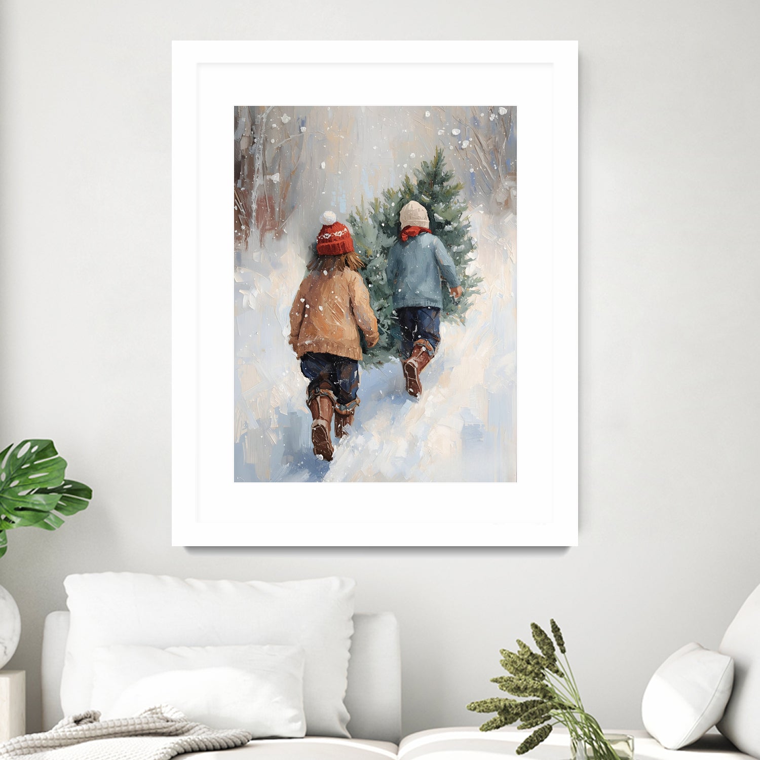 Kinder tragen Tanne im SchneegestApber by Ohkimiko on GIANT ART - kids kinder im schnee