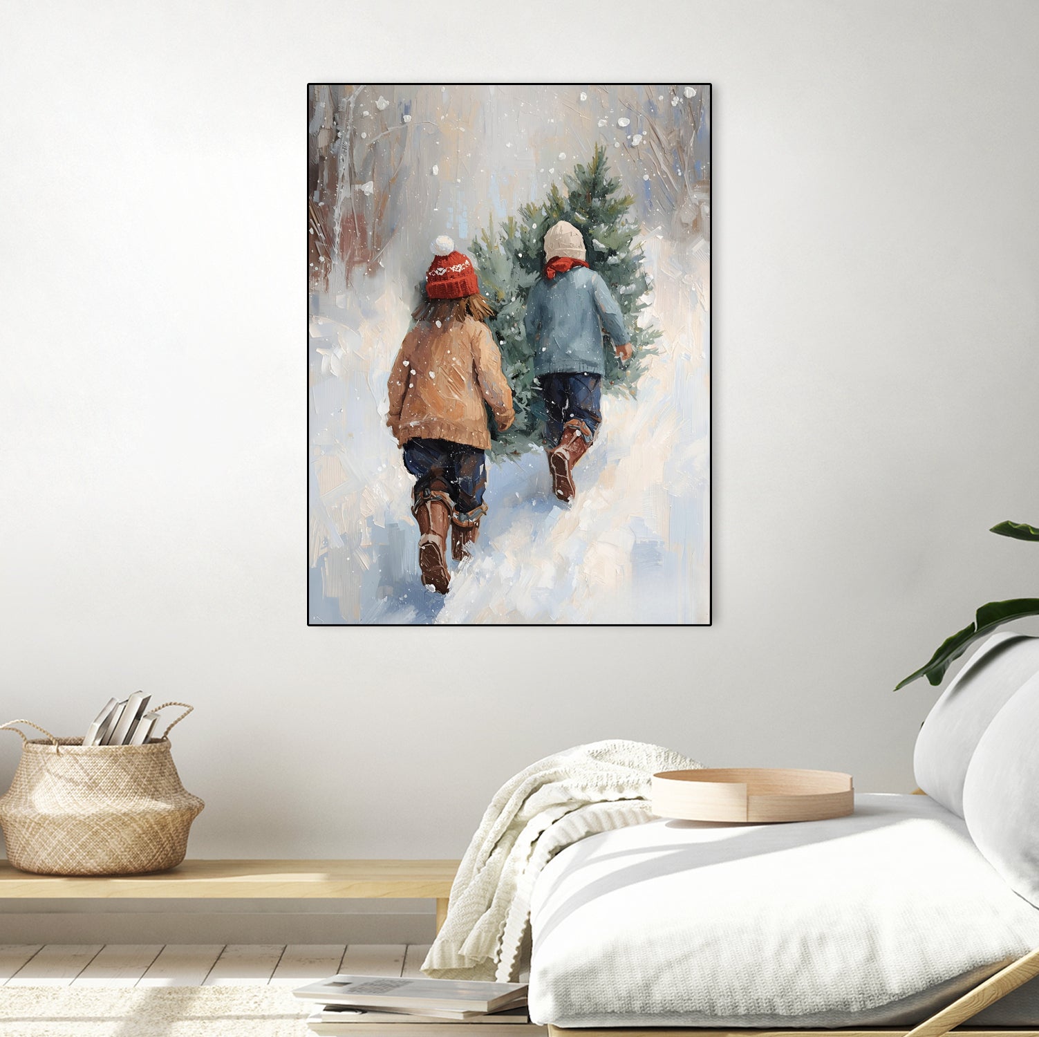 Kinder tragen Tanne im SchneegestApber by Ohkimiko on GIANT ART - kids kinder im schnee