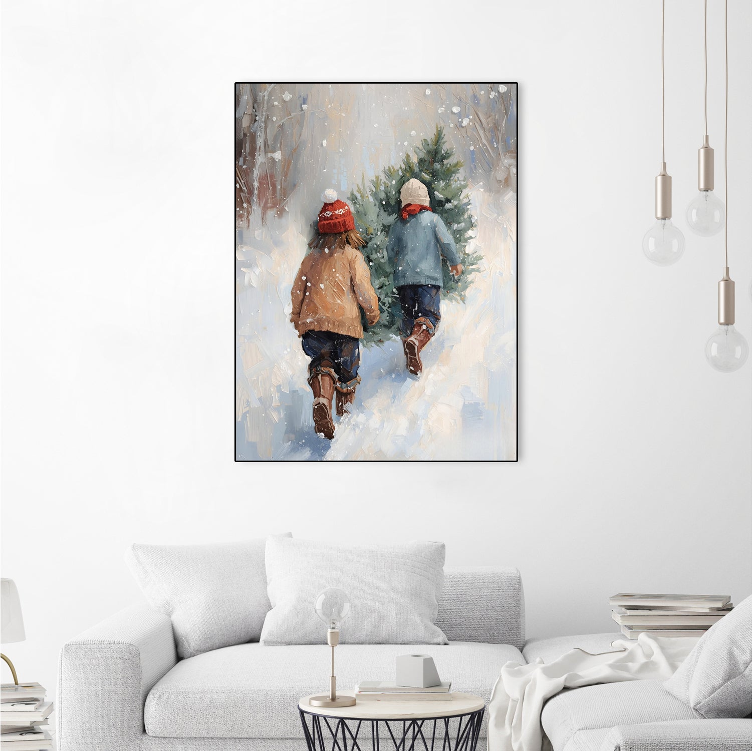 Kinder tragen Tanne im SchneegestApber by Ohkimiko on GIANT ART - kids kinder im schnee