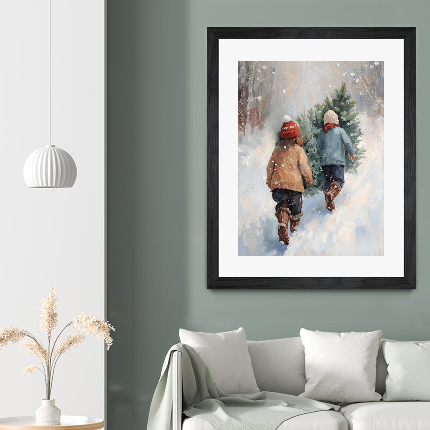 Kinder tragen Tanne im SchneegestApber by Ohkimiko on GIANT ART - kids kinder im schnee