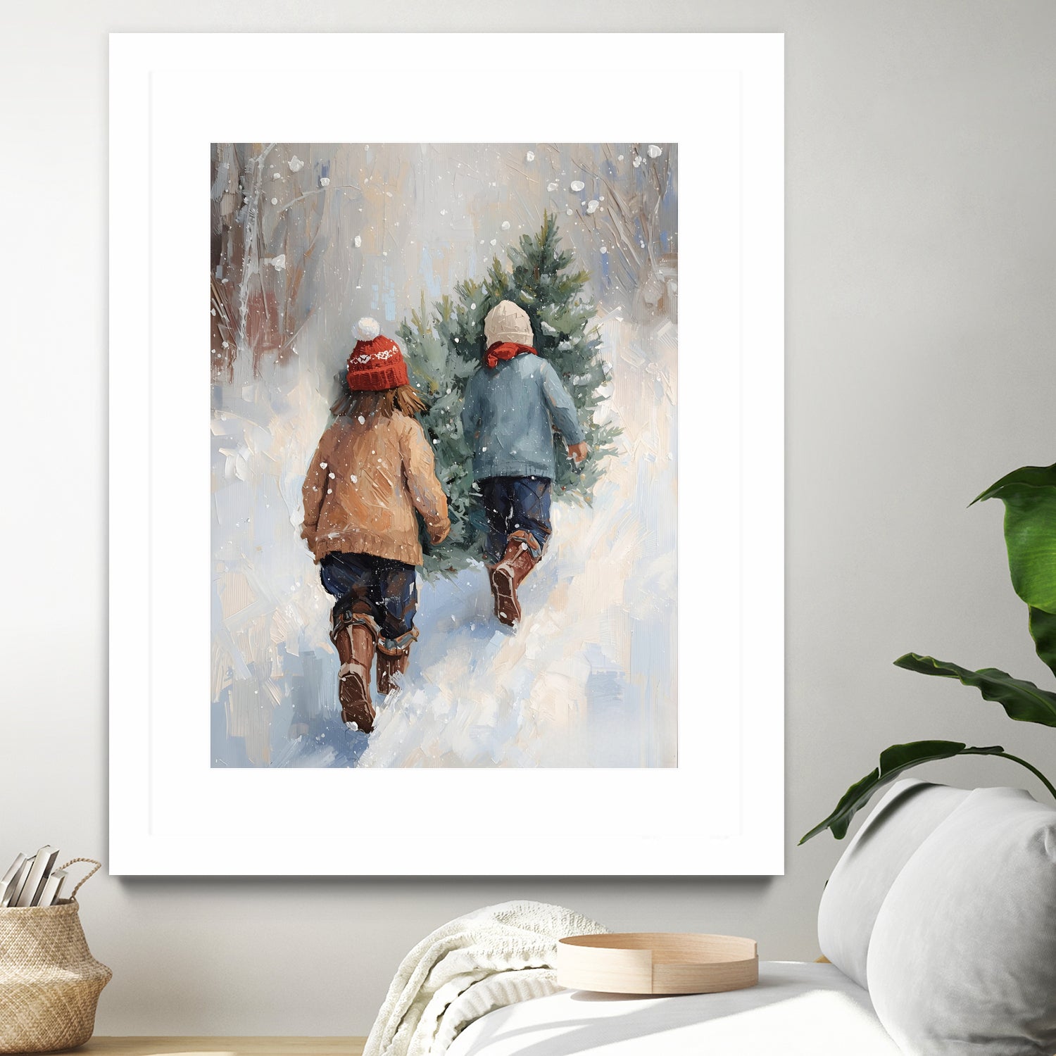 Kinder tragen Tanne im SchneegestApber by Ohkimiko on GIANT ART - kids kinder im schnee