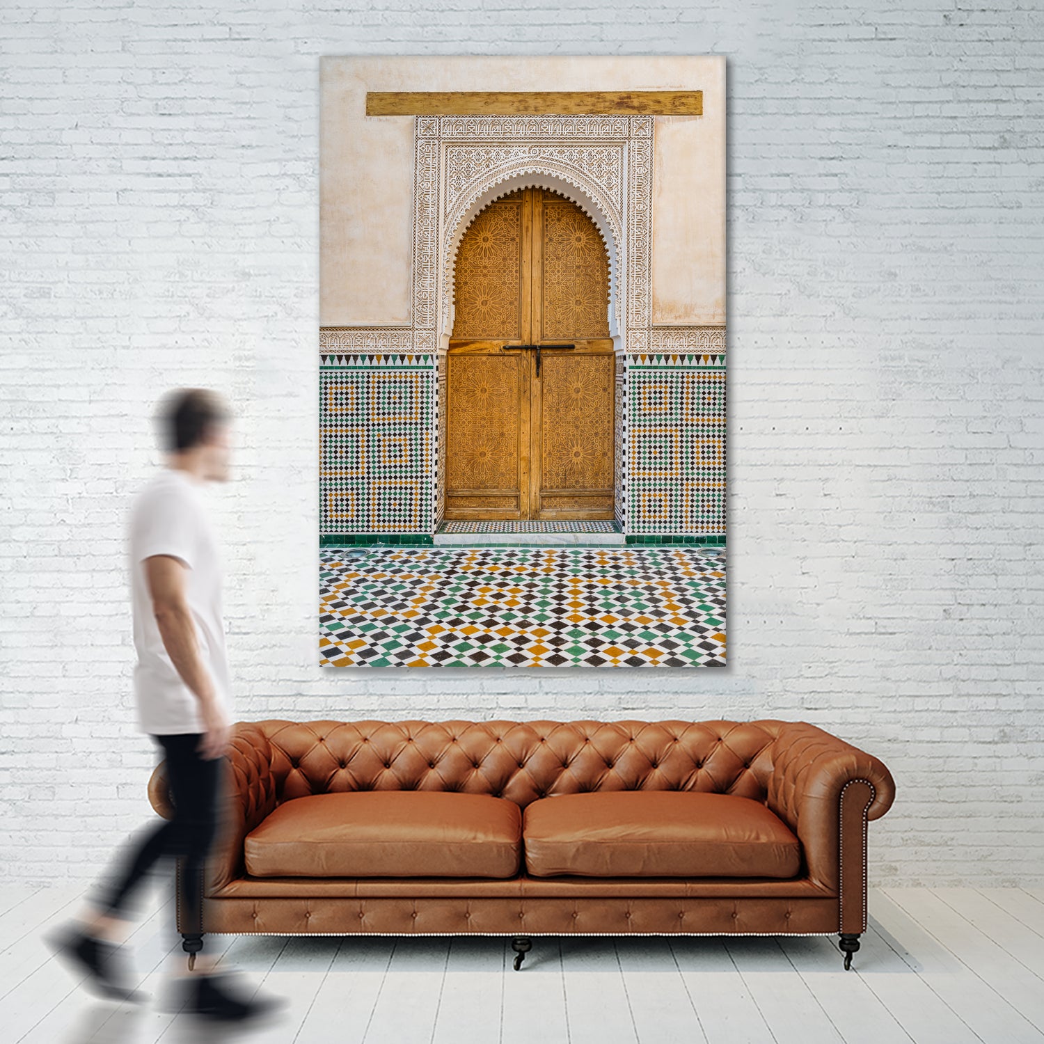 Decorated brown wooden door in Morocco by Photolovers on GIANT ART - photography morocco