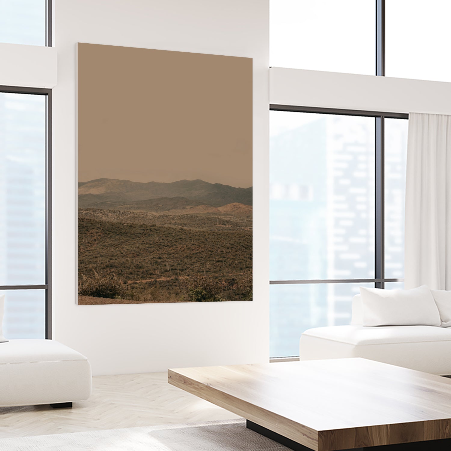 Atmospheric Layered Terrain Landscape With Warm Retro Tonal Haze by Stephanie Klatt on GIANT ART - textural landscape textural