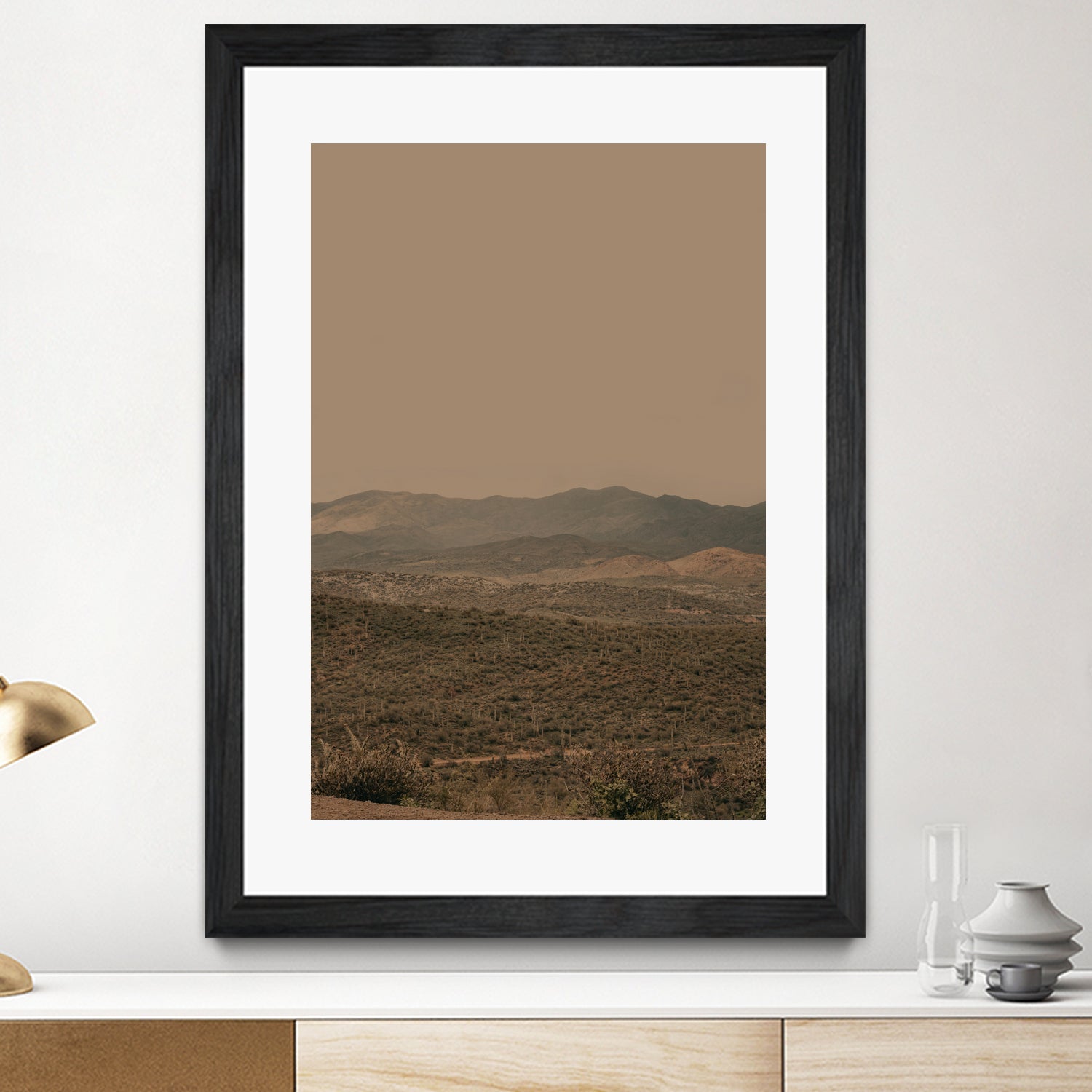 Atmospheric Layered Terrain Landscape With Warm Retro Tonal Haze by Stephanie Klatt on GIANT ART - textural landscape textural