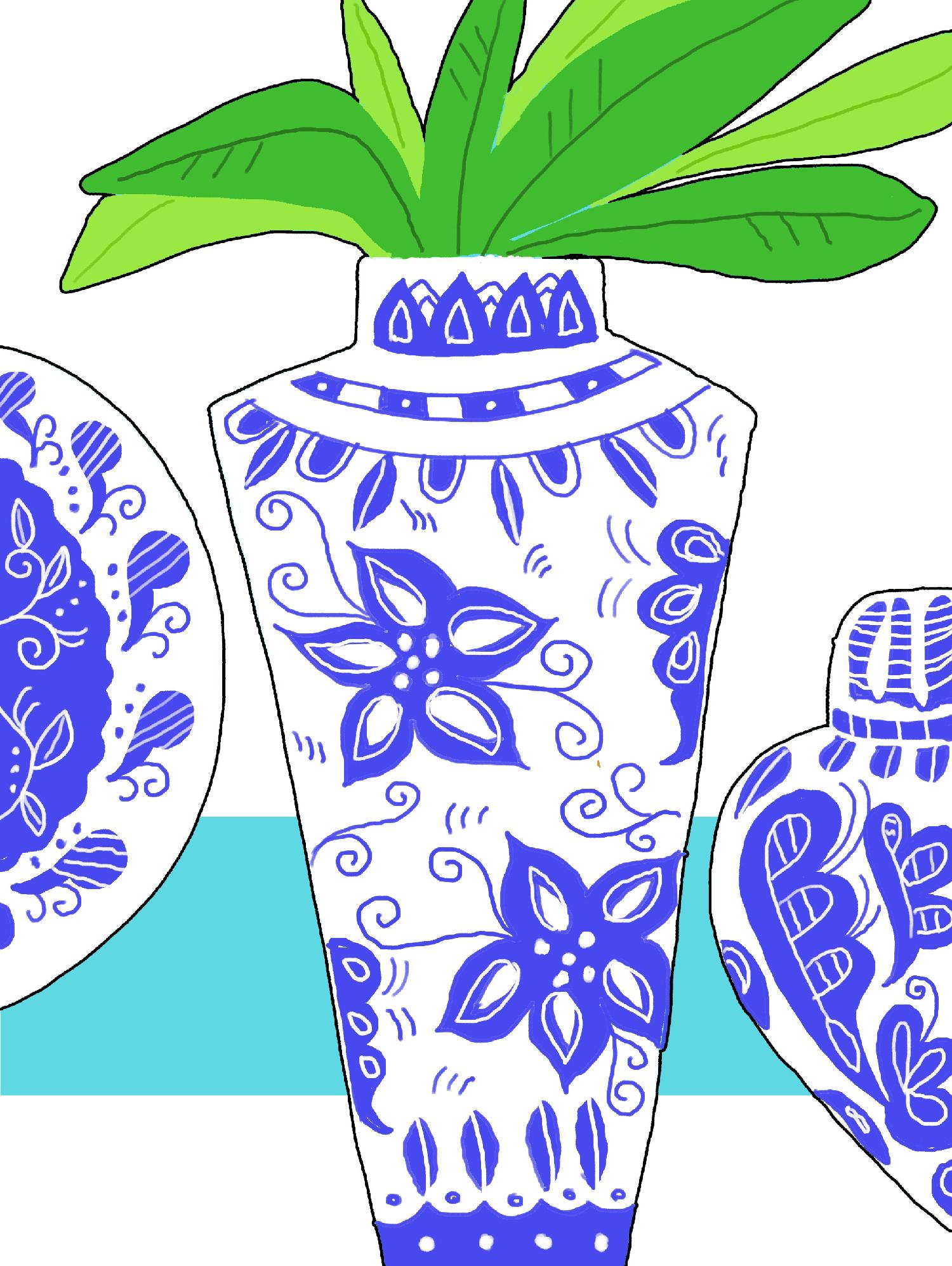 Blue Vase I by Deidre Mosher on GIANT ART - decorative