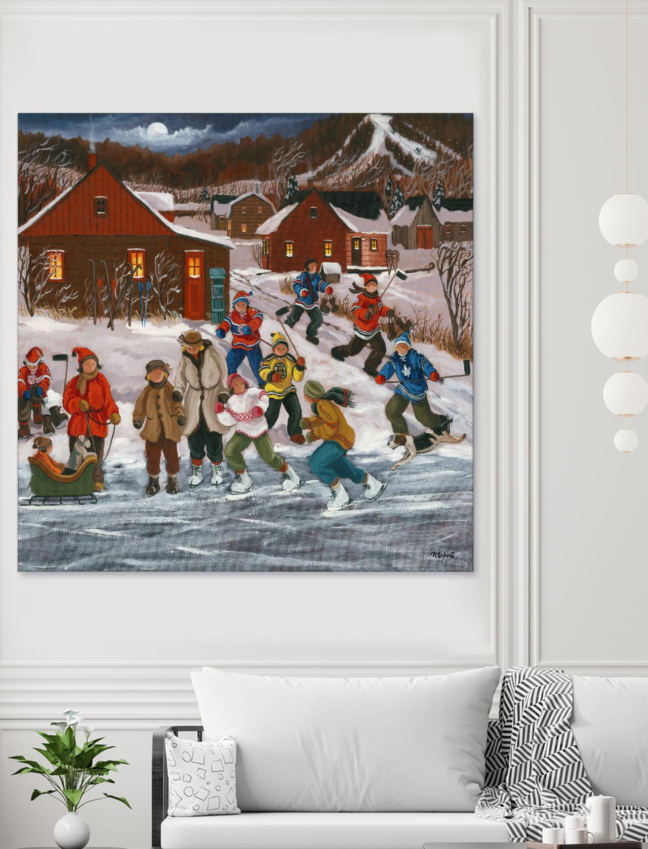 Sur le lac gelé by Nicole Laporte on GIANT ART - red winter scenes