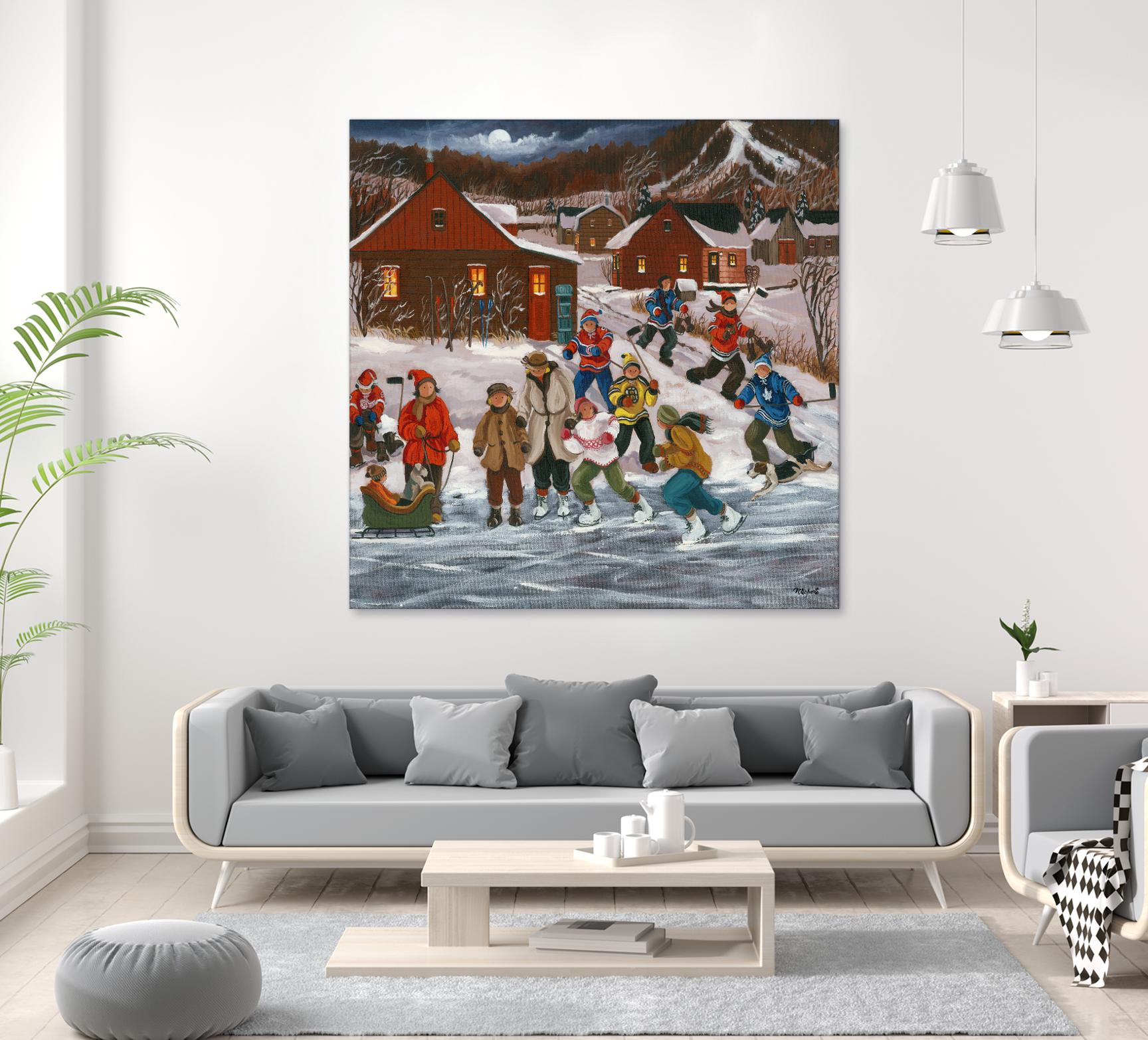 Sur le lac gelé by Nicole Laporte on GIANT ART - red winter scenes