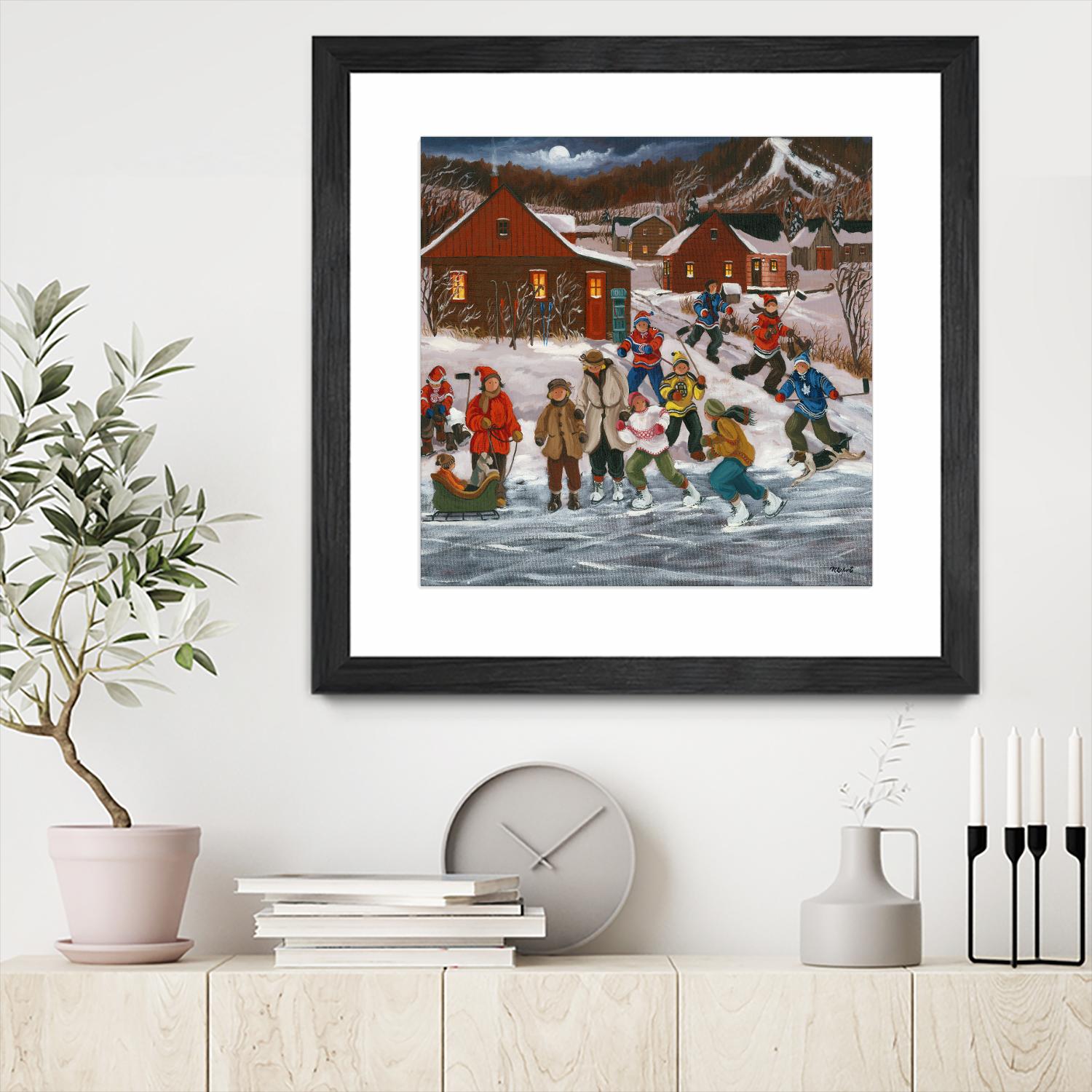 Sur le lac gelé by Nicole Laporte on GIANT ART - red winter scenes