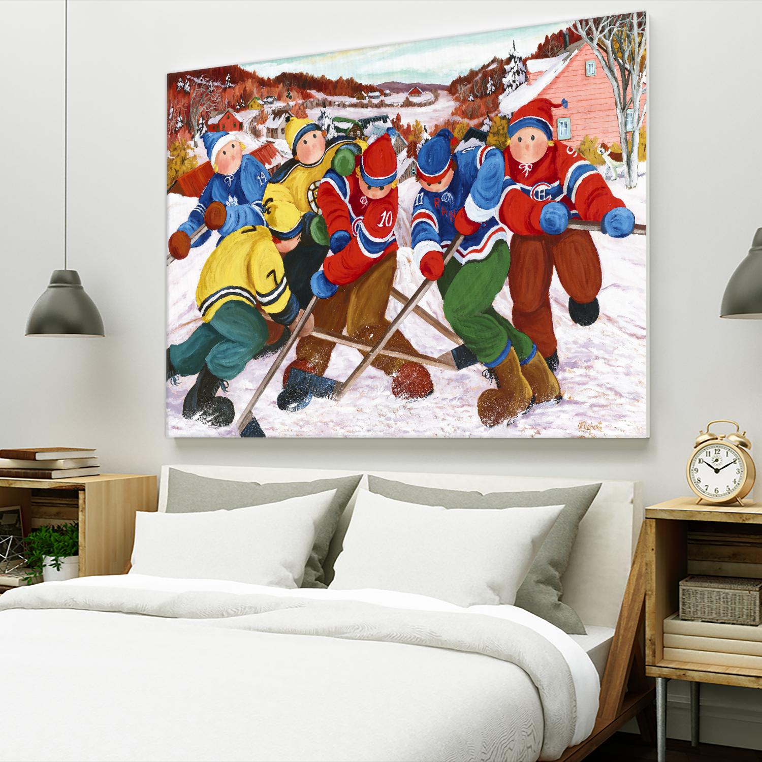 Partie de hockey by Nicole Laporte on GIANT ART - yellow winter scenes