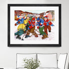 Partie de hockey by Nicole Laporte on GIANT ART - yellow winter scenes