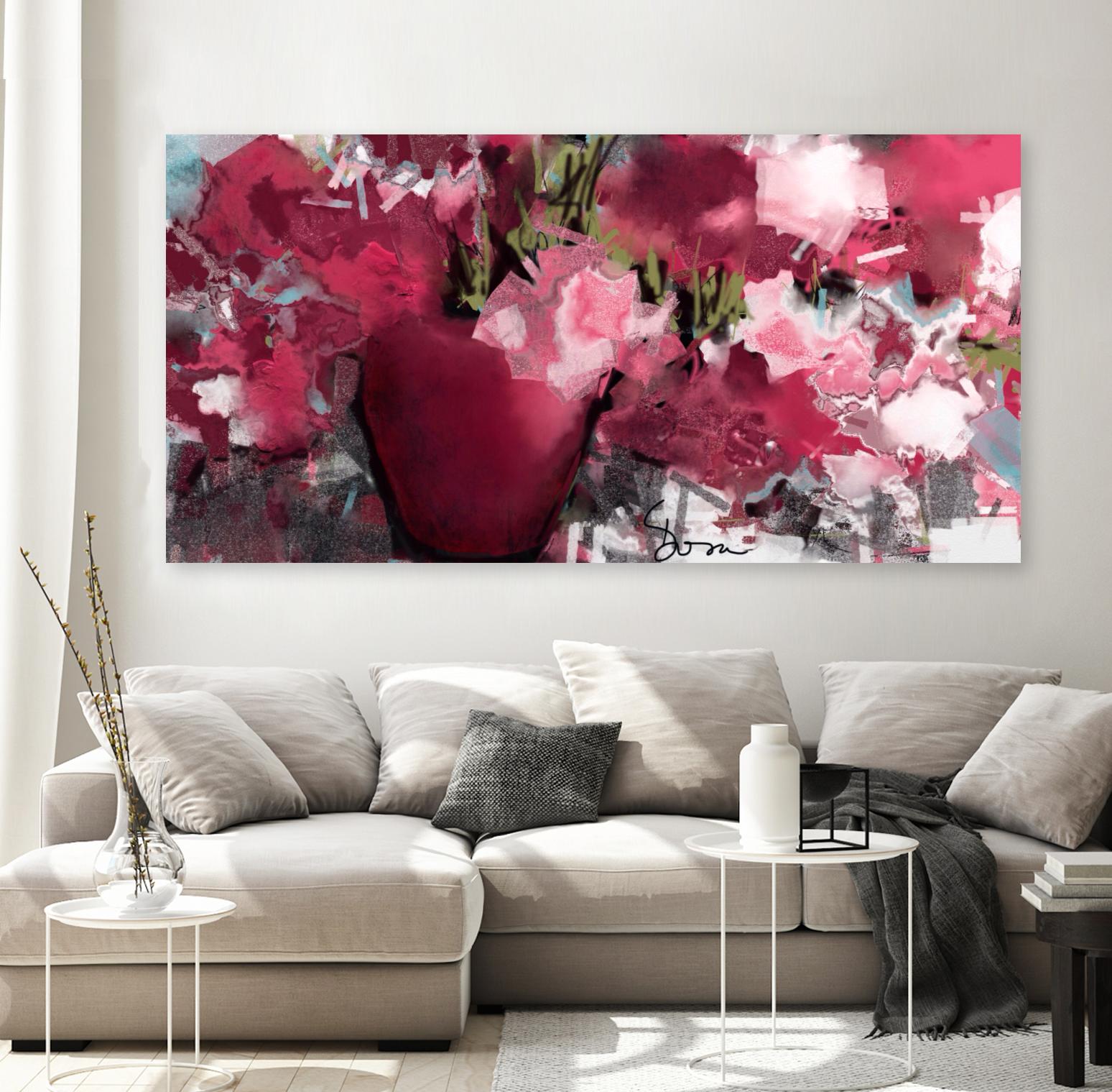 Purple flowers by Doris Savard on GIANT ART - grey abstract